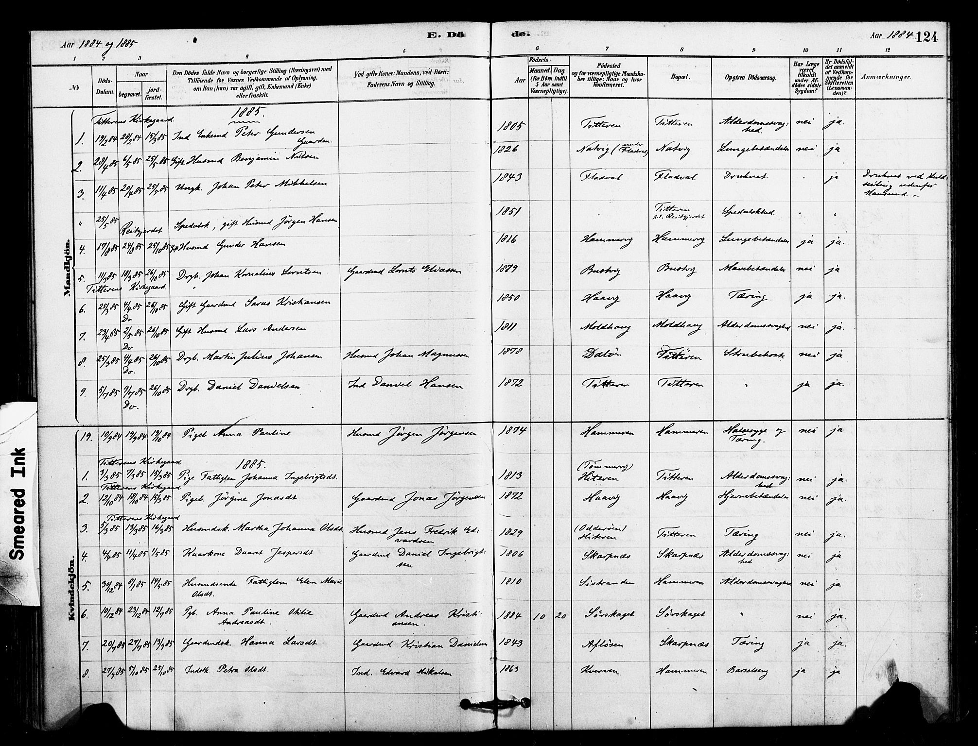 Ministerialprotokoller, klokkerbøker og fødselsregistre - Sør-Trøndelag, AV/SAT-A-1456/641/L0595: Parish register (official) no. 641A01, 1882-1897, p. 124