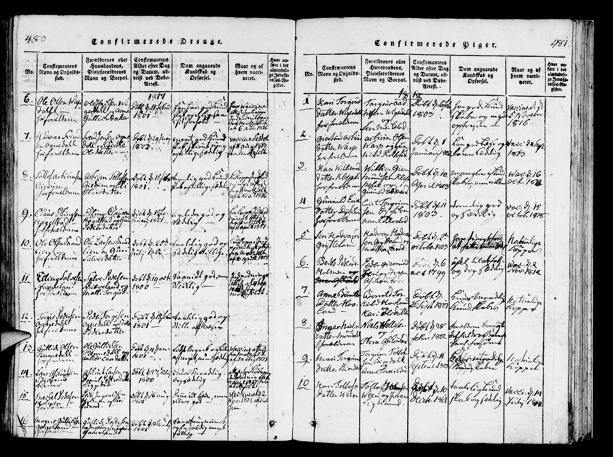 Helleland sokneprestkontor, AV/SAST-A-101810: Parish register (official) no. A 5, 1815-1834, p. 480-481