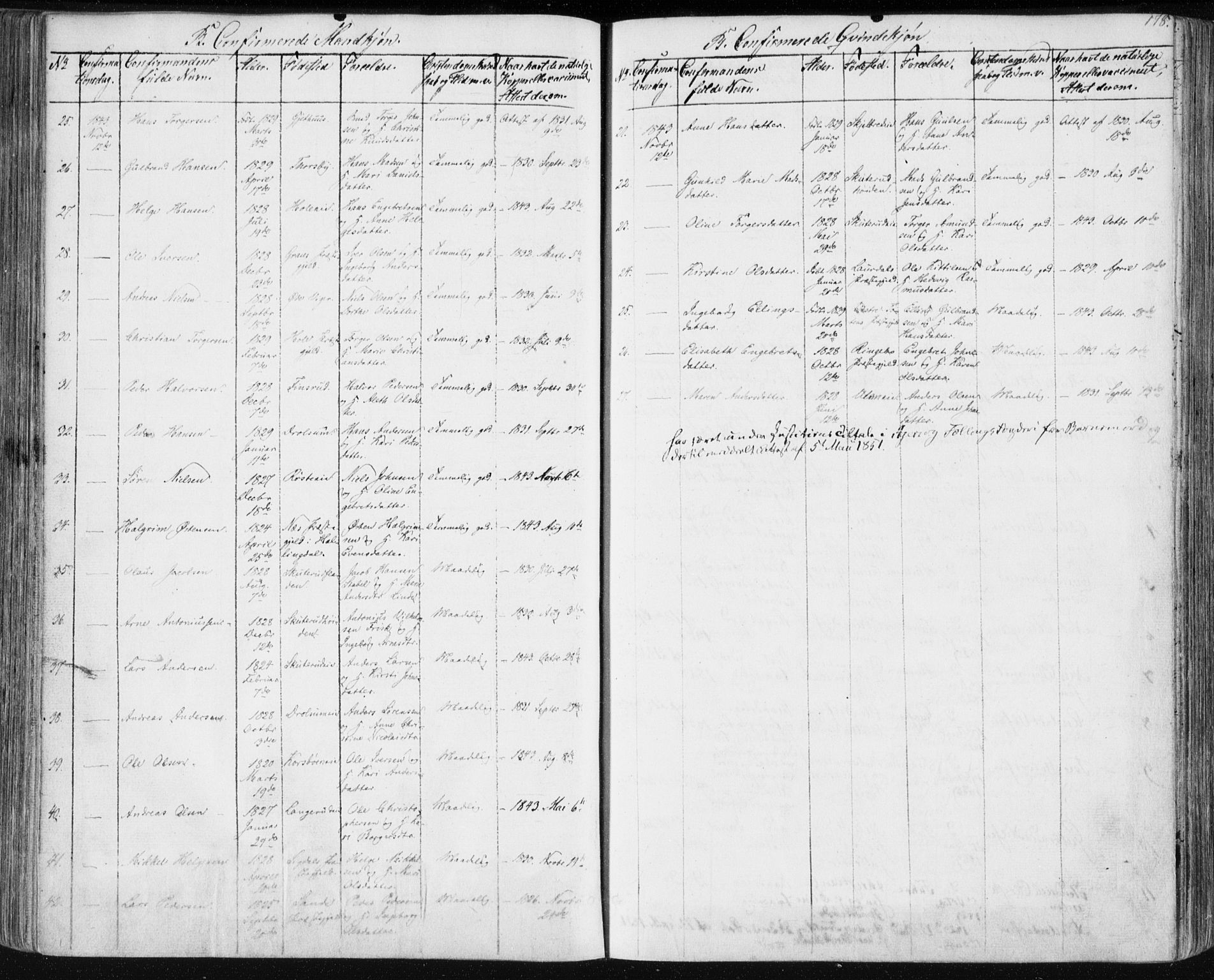 Modum kirkebøker, SAKO/A-234/F/Fa/L0007: Parish register (official) no. 7, 1841-1850, p. 178