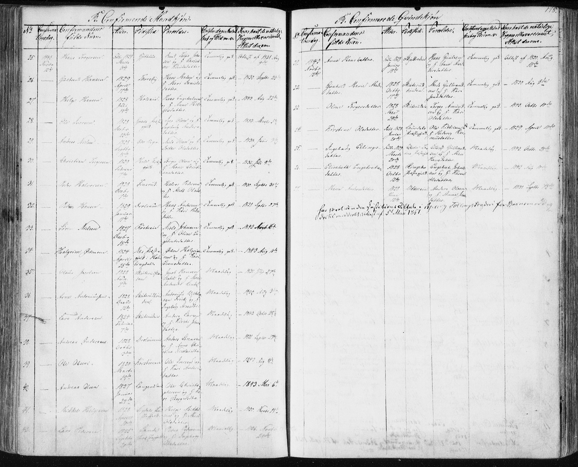 Modum kirkebøker, AV/SAKO-A-234/F/Fa/L0007: Parish register (official) no. 7, 1841-1850, p. 178