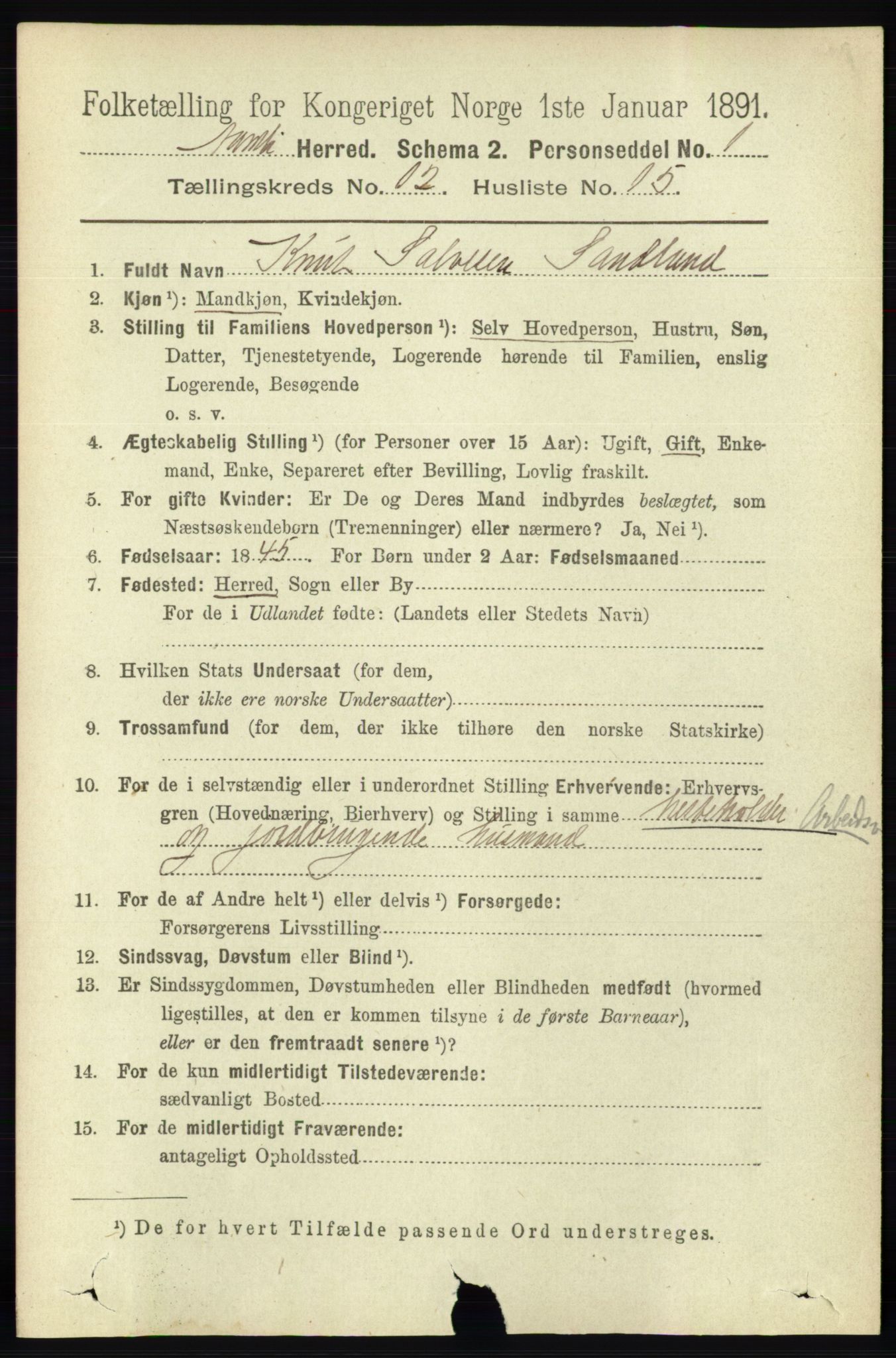 RA, 1891 census for 0929 Åmli, 1891, p. 2127