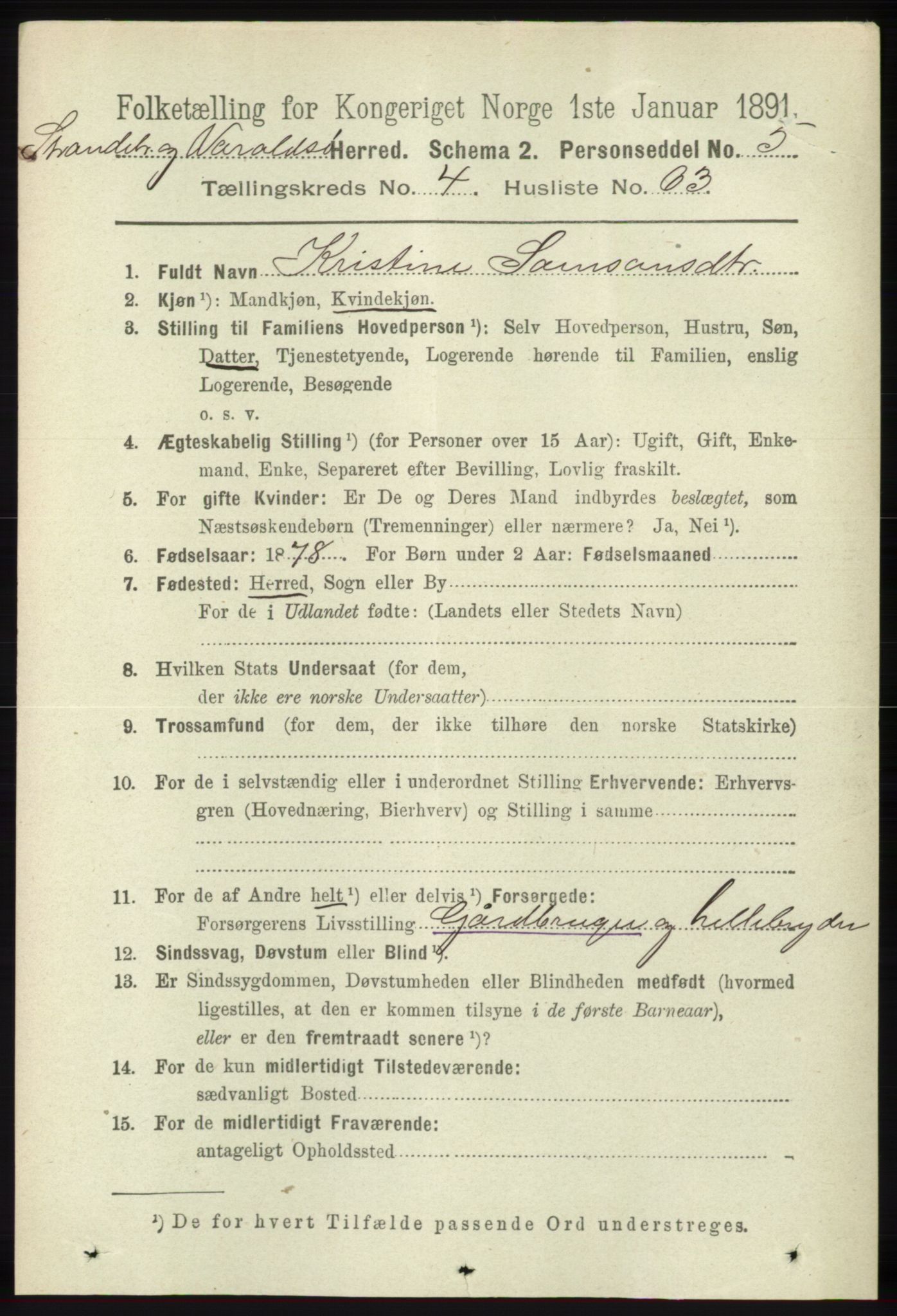 RA, 1891 census for 1226 Strandebarm og Varaldsøy, 1891, p. 1786