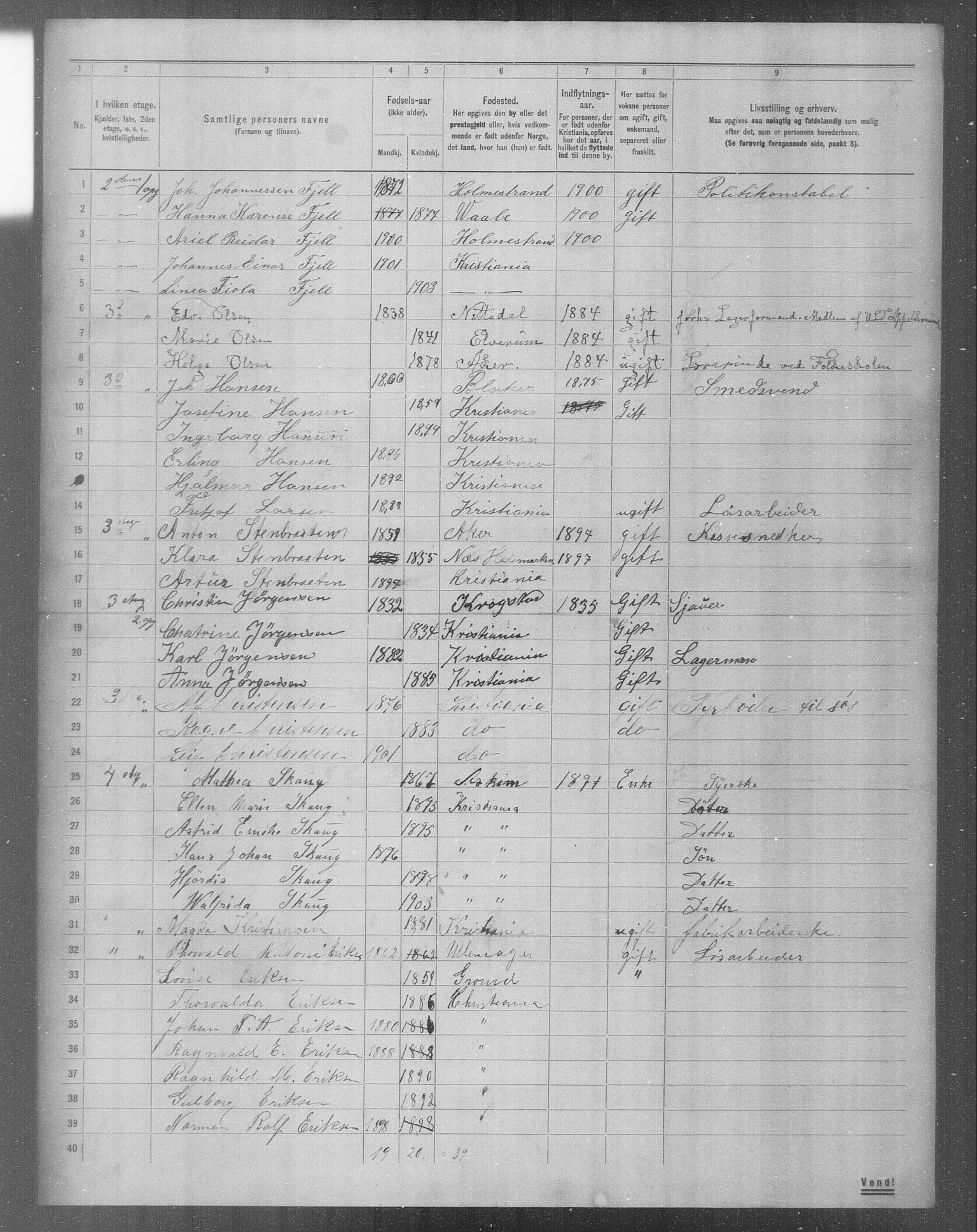 OBA, Municipal Census 1904 for Kristiania, 1904, p. 6719