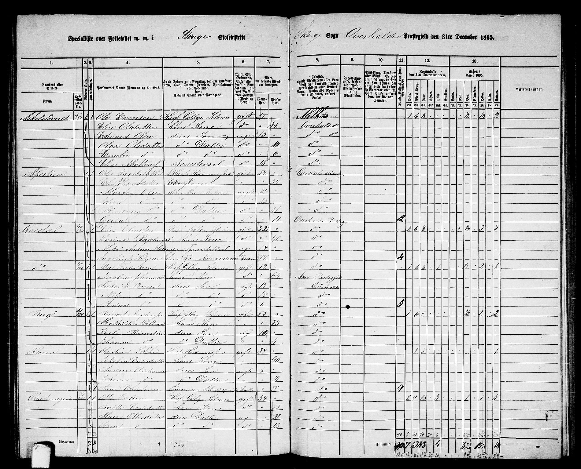 RA, 1865 census for Overhalla, 1865, p. 84