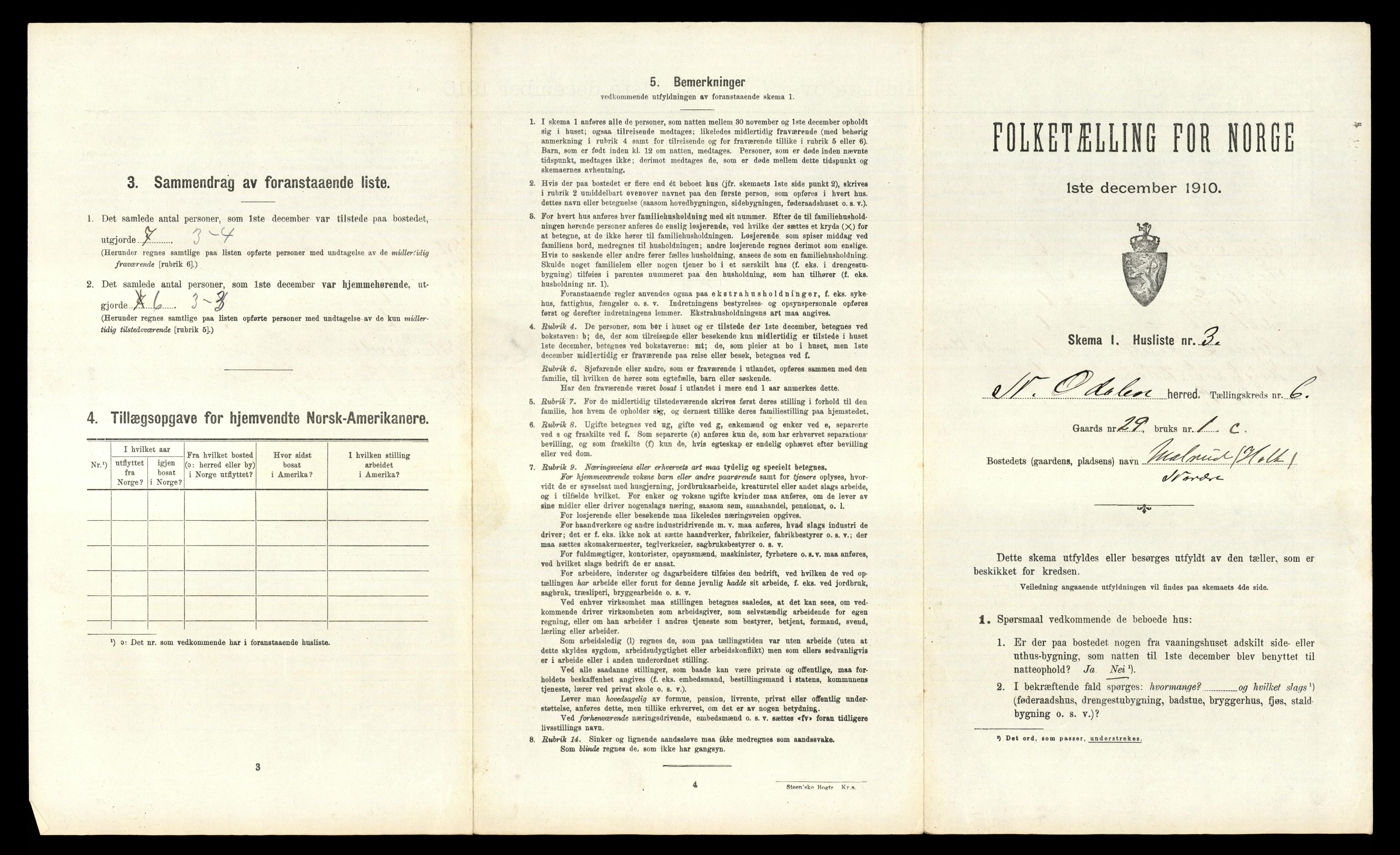 RA, 1910 census for Nord-Odal, 1910, p. 673