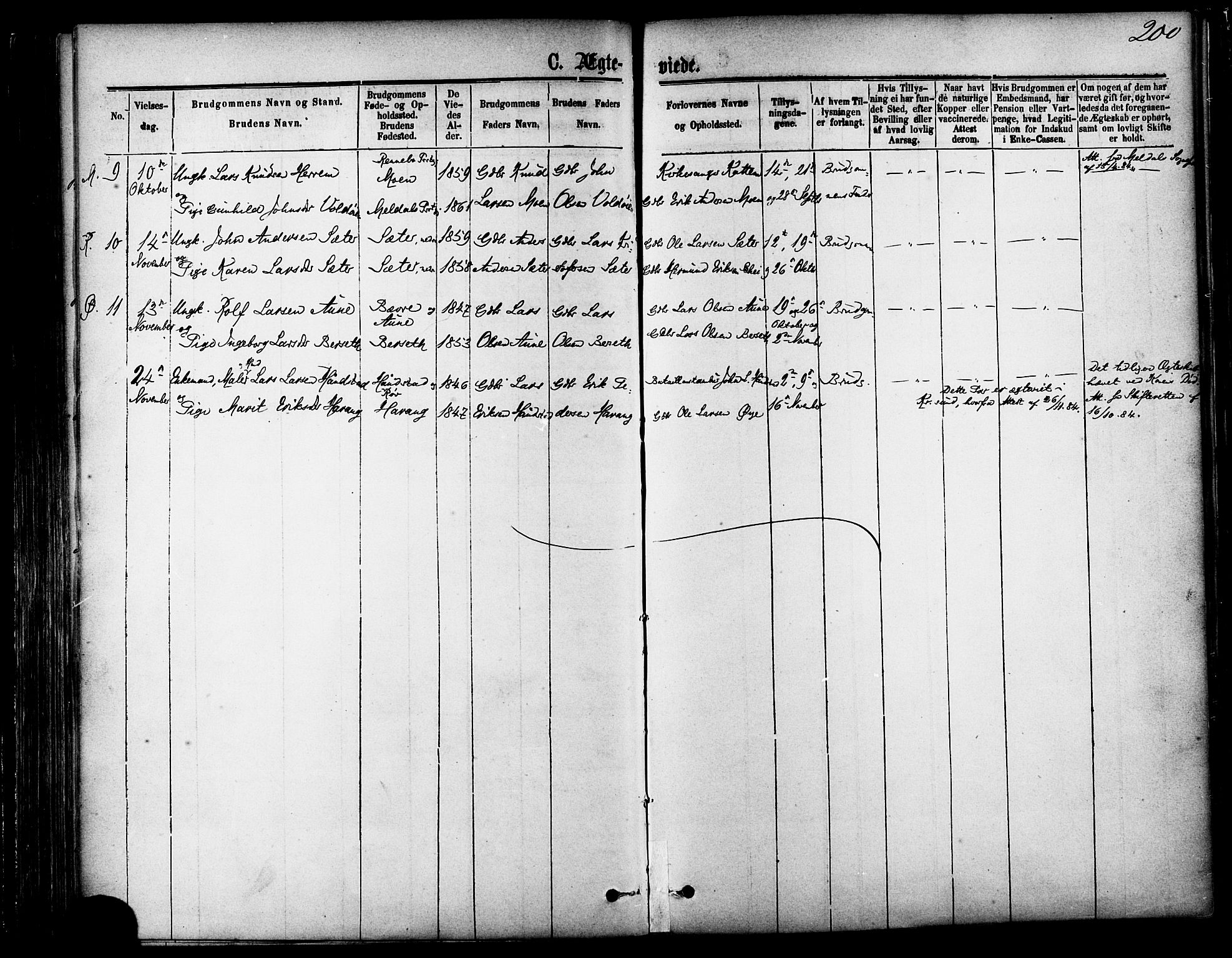 Ministerialprotokoller, klokkerbøker og fødselsregistre - Møre og Romsdal, AV/SAT-A-1454/595/L1046: Parish register (official) no. 595A08, 1874-1884, p. 200