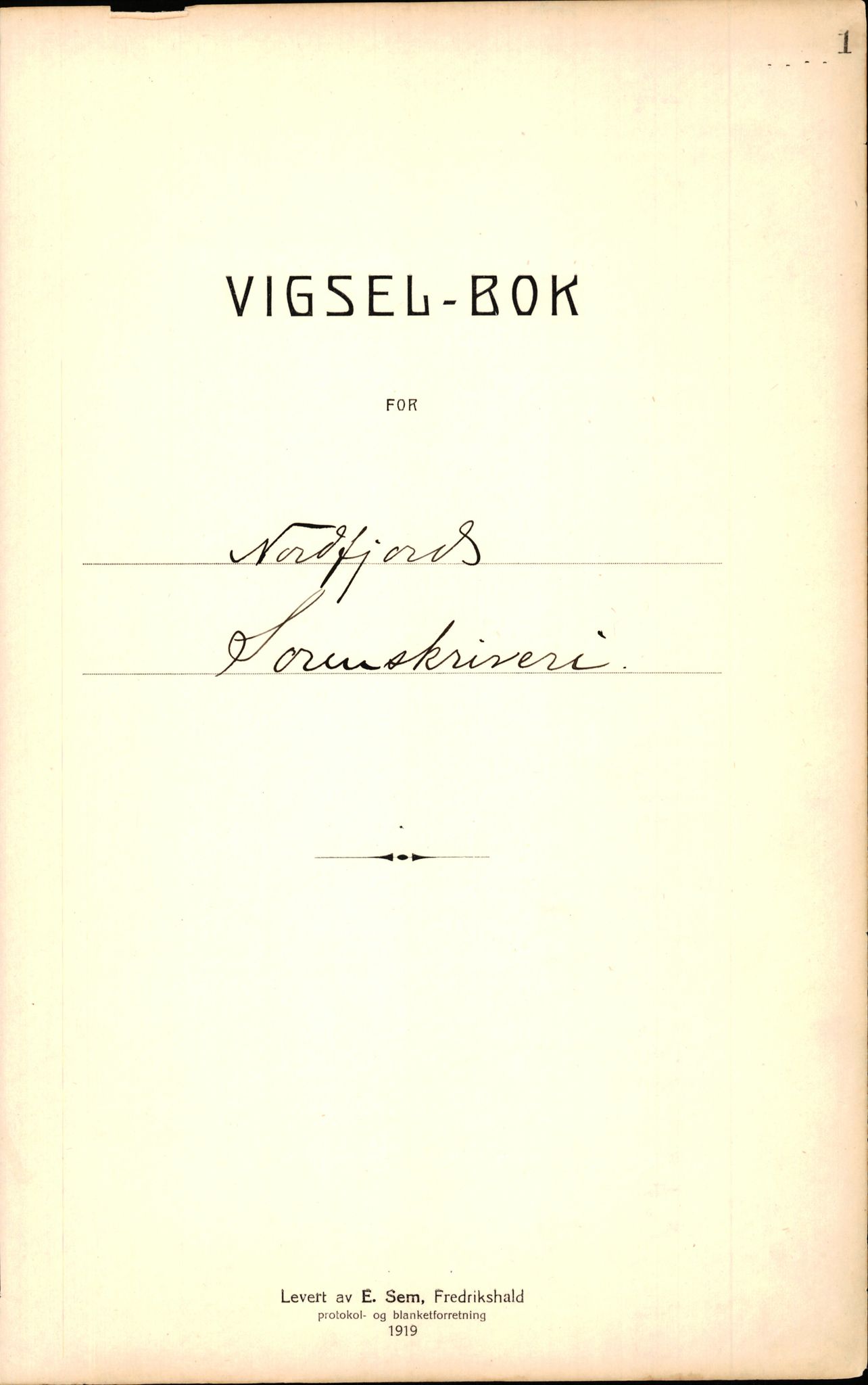 Nordfjord sorenskriveri, SAB/A-2801/1/08/08c/L0004: Vigde, 1921-1944, p. 1a