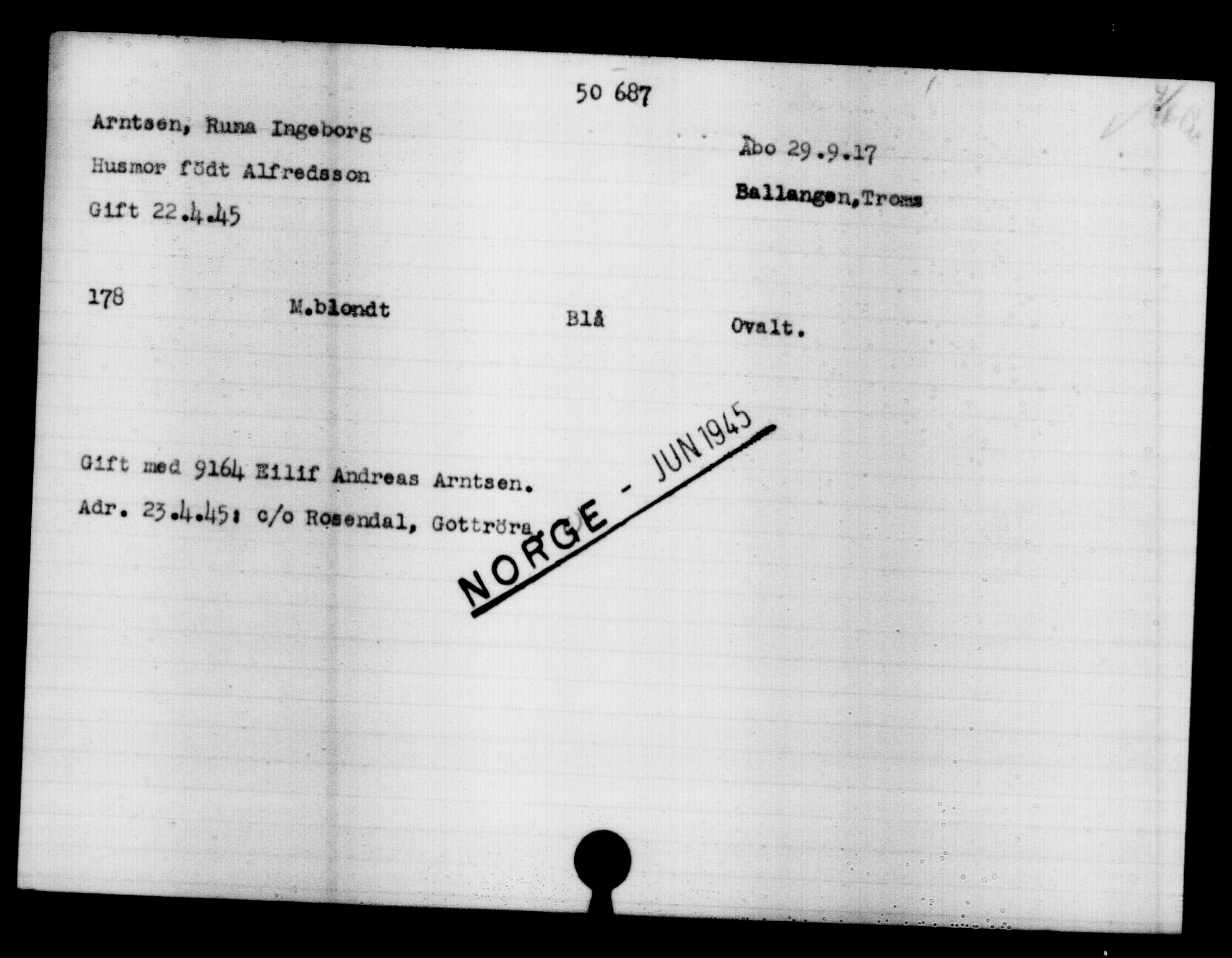 Utenriksstasjonene, Legasjonen i Stockholm, Flyktningkontoret, AV/RA-S-6753/V/Va/L0019: Kjesäterkartoteket, flyktninger med registreringsnr. 49600-55060, 1940-1945, p. 1112