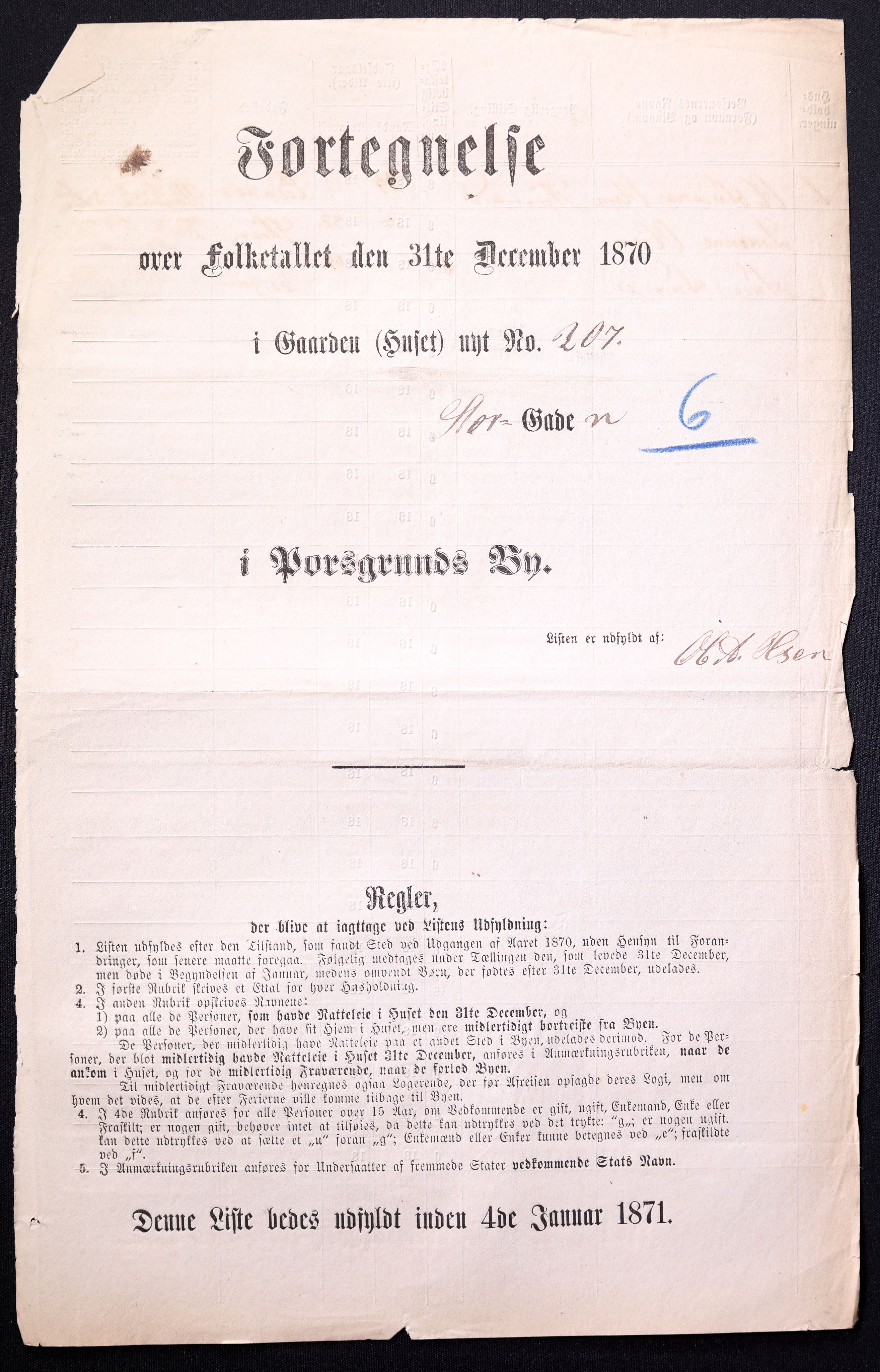 RA, 1870 census for 0805 Porsgrunn, 1870, p. 699