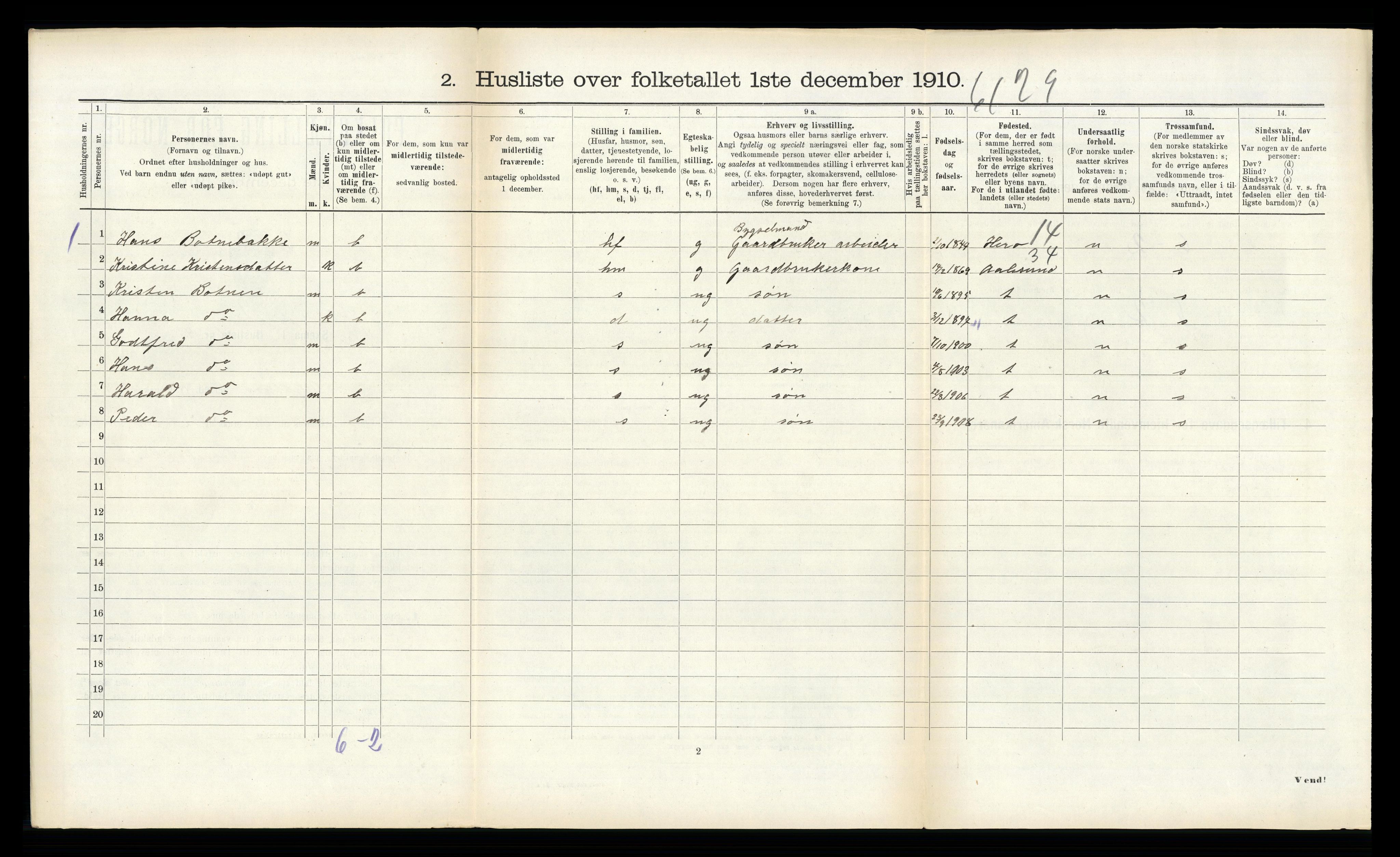 RA, 1910 census for Ulstein, 1910, p. 437