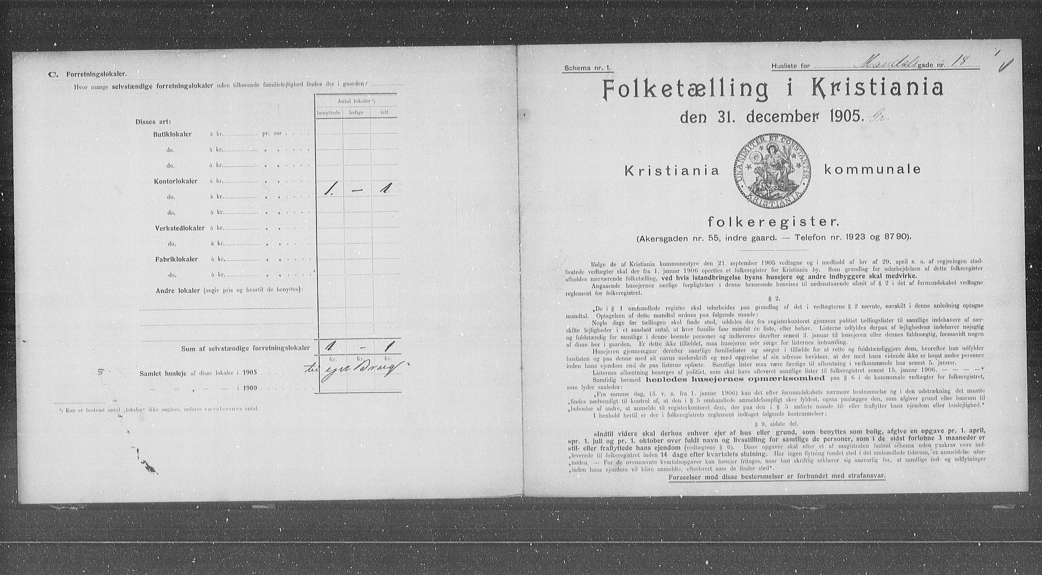 OBA, Municipal Census 1905 for Kristiania, 1905, p. 31656