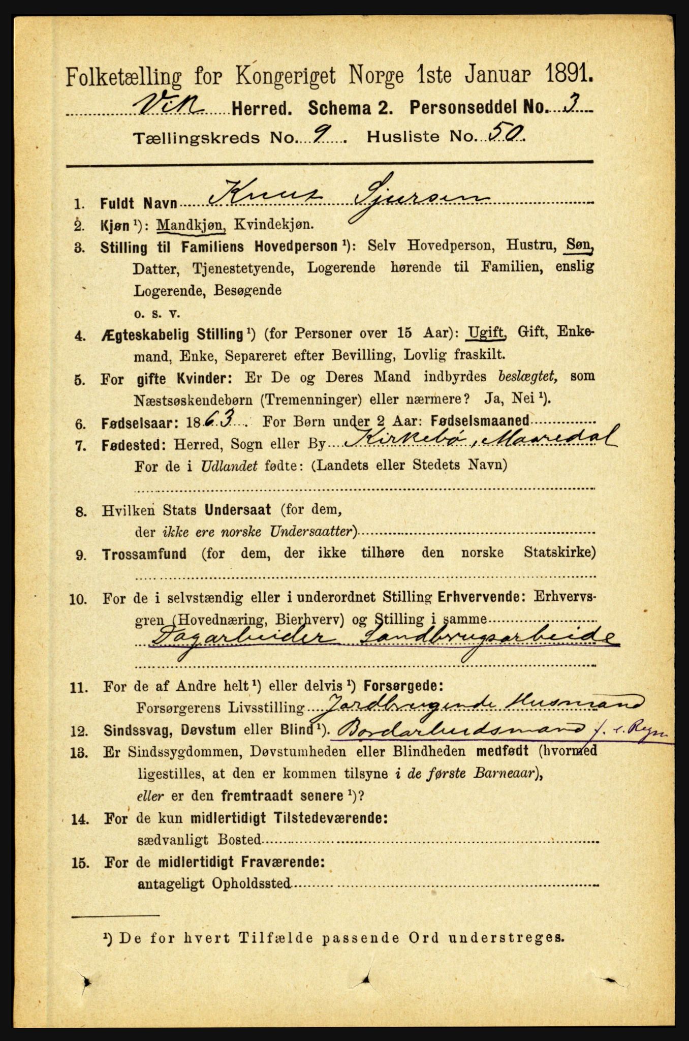 RA, 1891 census for 1417 Vik, 1891, p. 4292