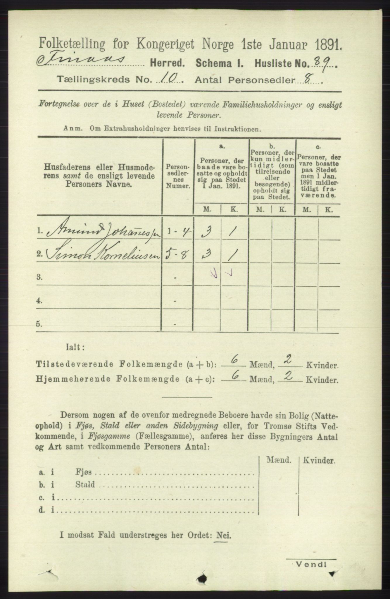 RA, 1891 census for 1218 Finnås, 1891, p. 4510