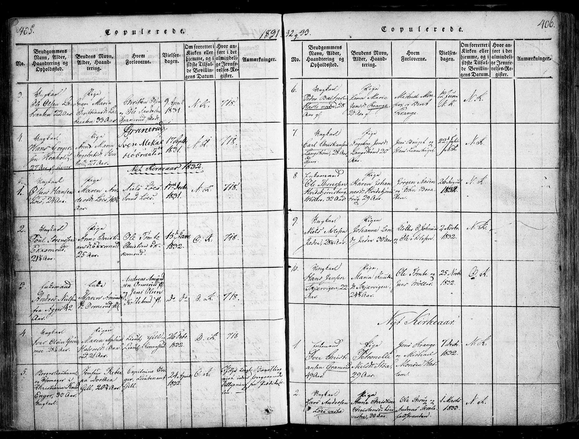 Nesodden prestekontor Kirkebøker, AV/SAO-A-10013/F/Fa/L0006: Parish register (official) no. I 6, 1814-1847, p. 405-406