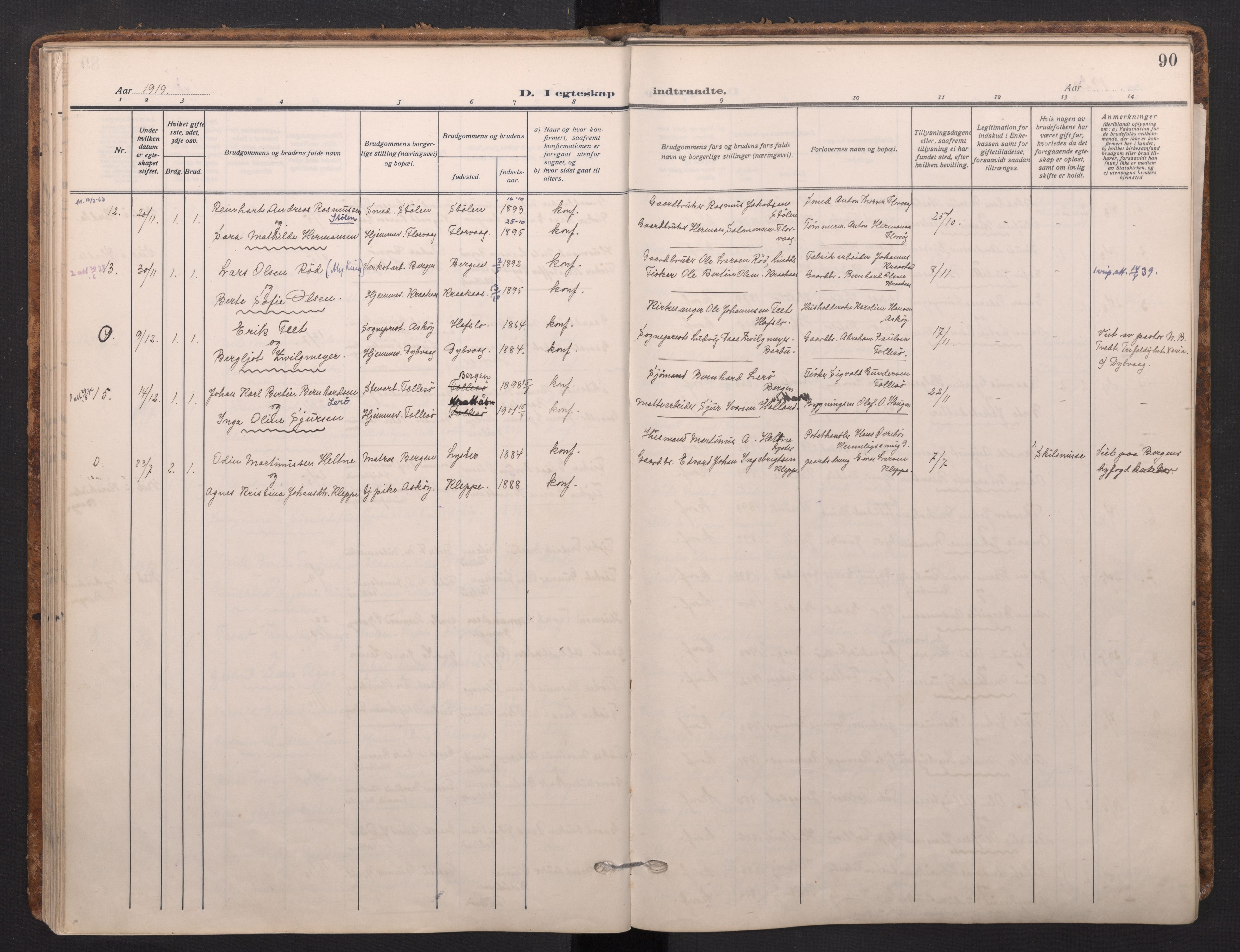 Askøy Sokneprestembete, AV/SAB-A-74101/H/Ha/Haa/Haad/L0002: Parish register (official) no. D 2, 1915-1935, p. 90