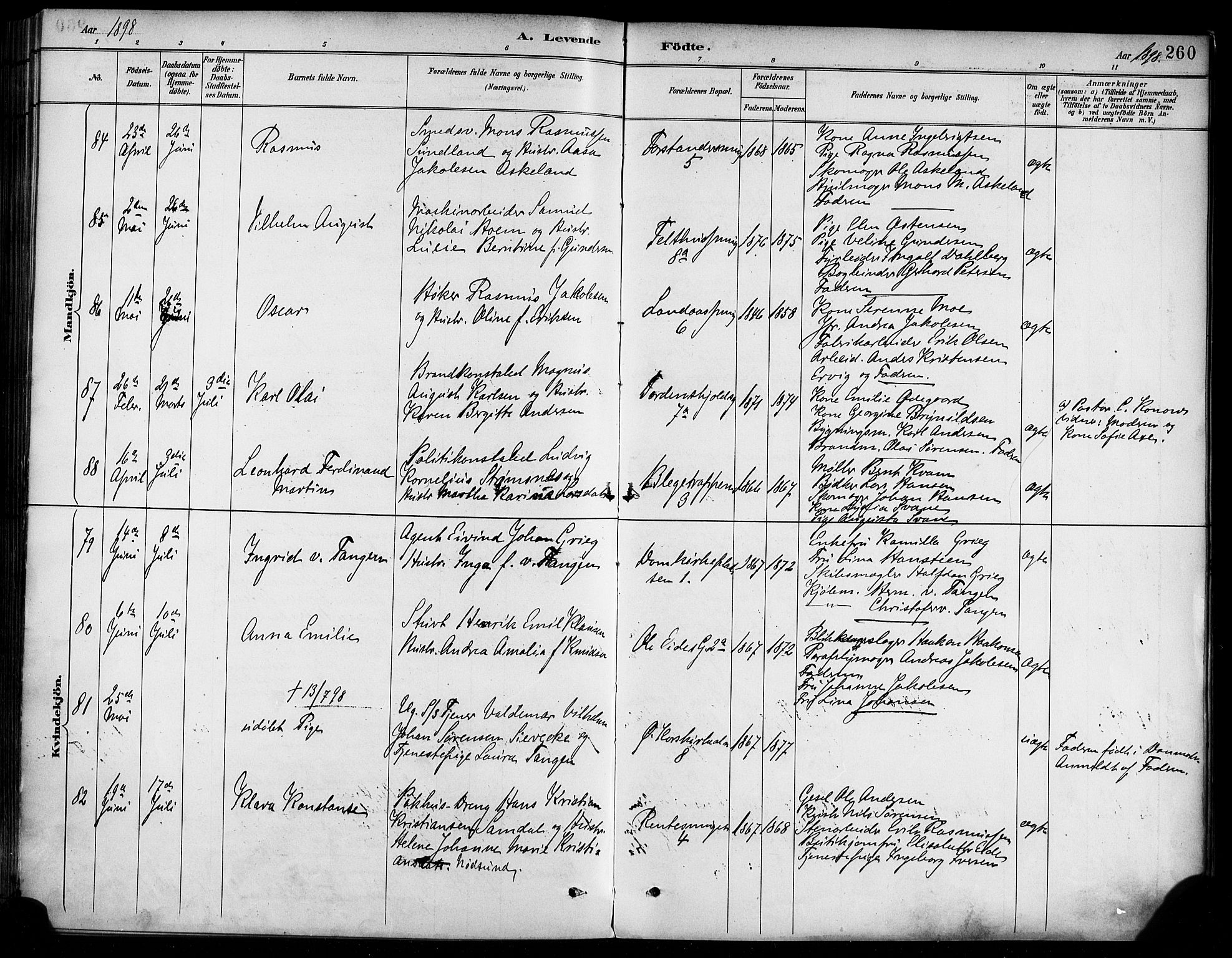 Korskirken sokneprestembete, SAB/A-76101/H/Haa/L0022: Parish register (official) no. B 8, 1889-1899, p. 260