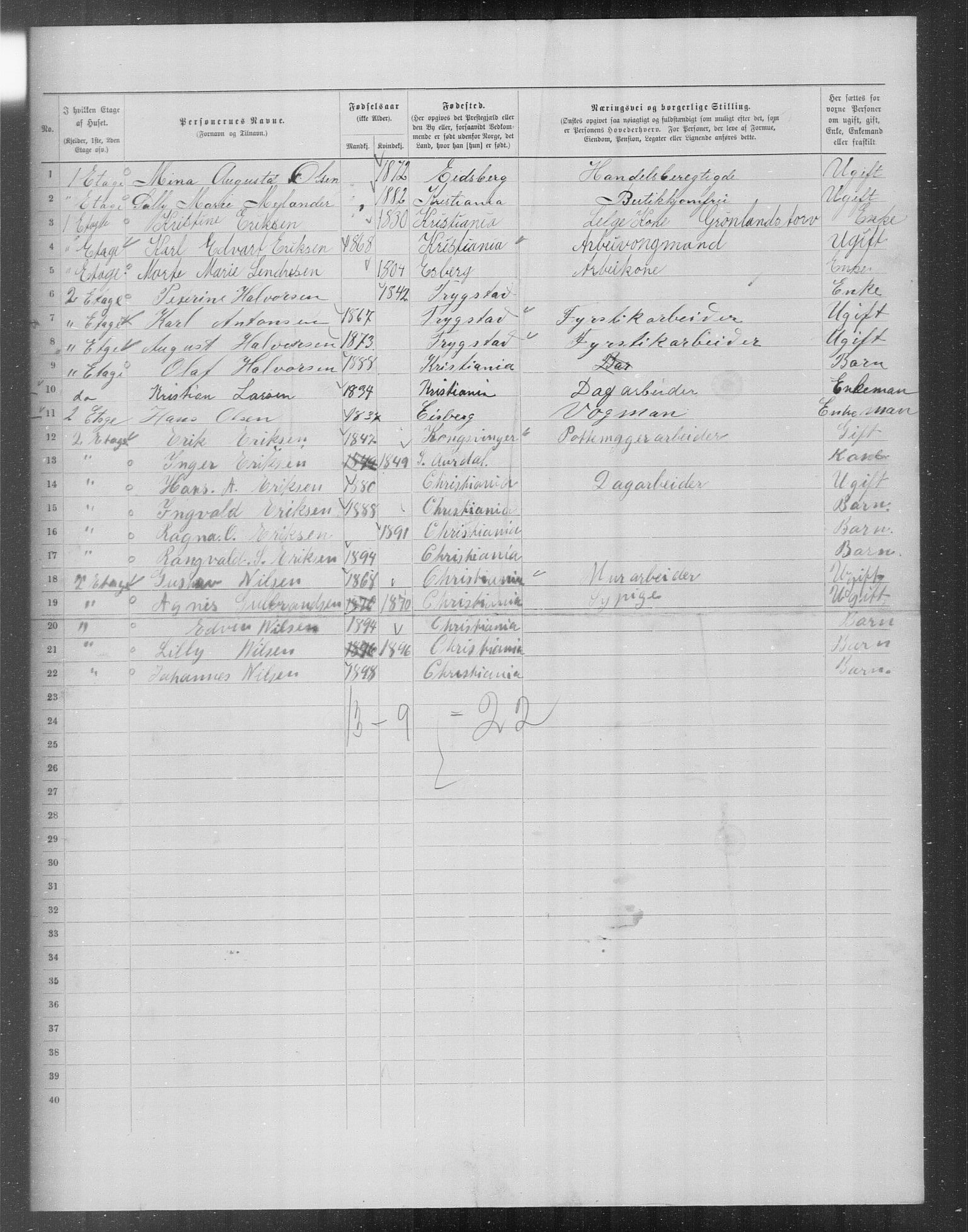 OBA, Municipal Census 1899 for Kristiania, 1899, p. 15593