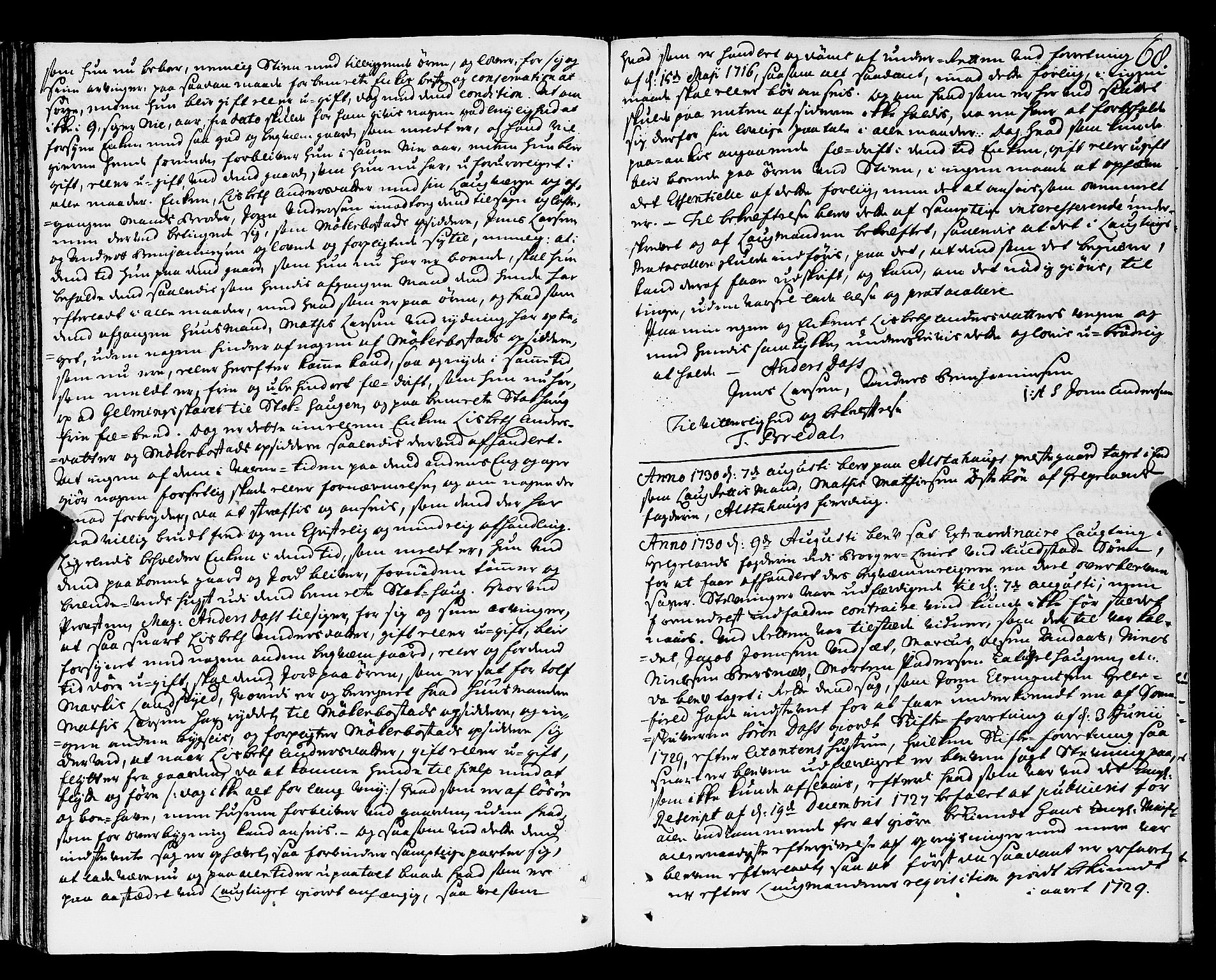 Nordland og Finnmarks lagstol, AV/SAT-A-5608/X/L0006: Justisprotokoll, 1730-1740, p. 67b-68a