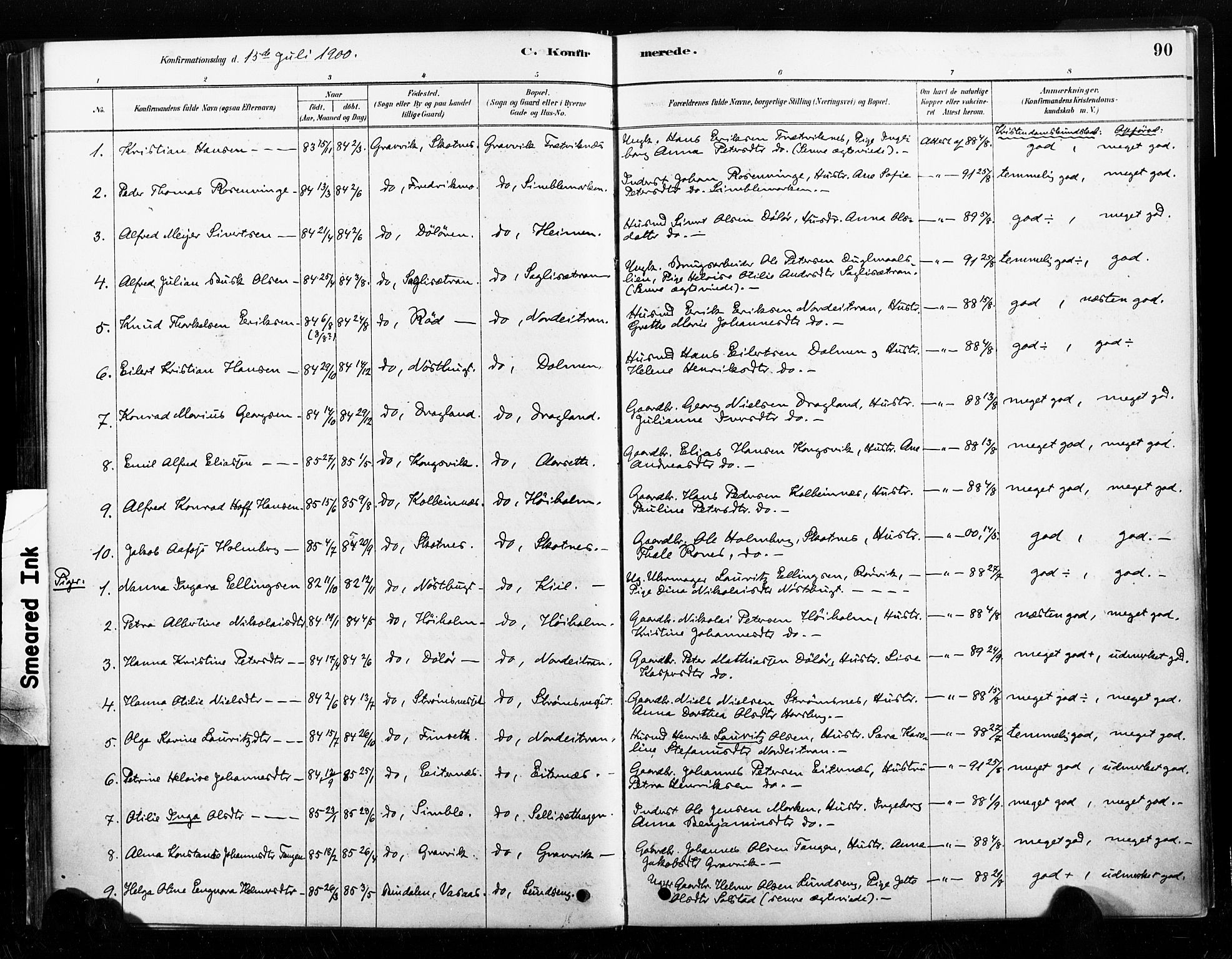 Ministerialprotokoller, klokkerbøker og fødselsregistre - Nord-Trøndelag, SAT/A-1458/789/L0705: Parish register (official) no. 789A01, 1878-1910, p. 90