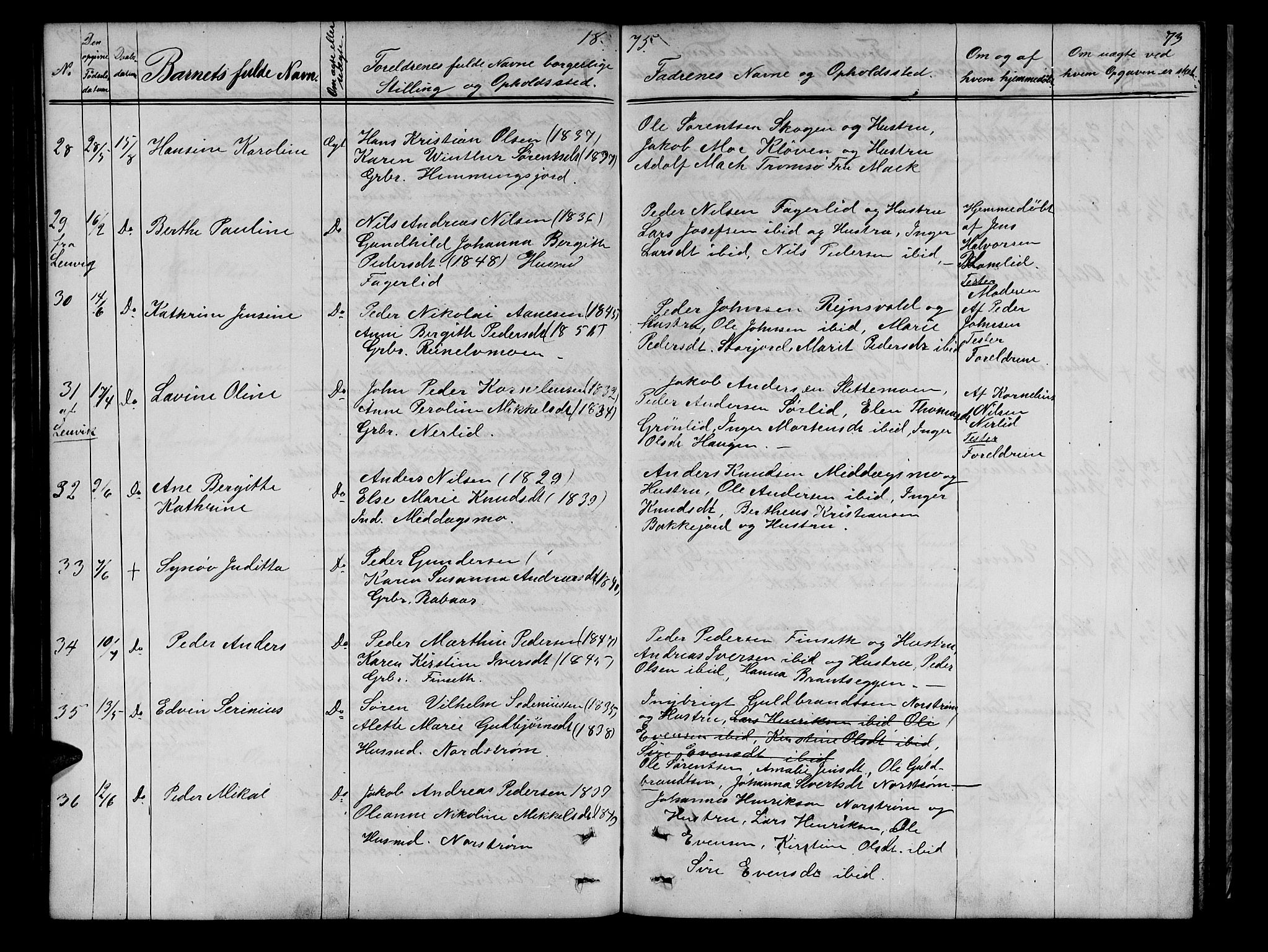 Tranøy sokneprestkontor, AV/SATØ-S-1313/I/Ia/Iab/L0021klokker: Parish register (copy) no. 21, 1861-1886, p. 73