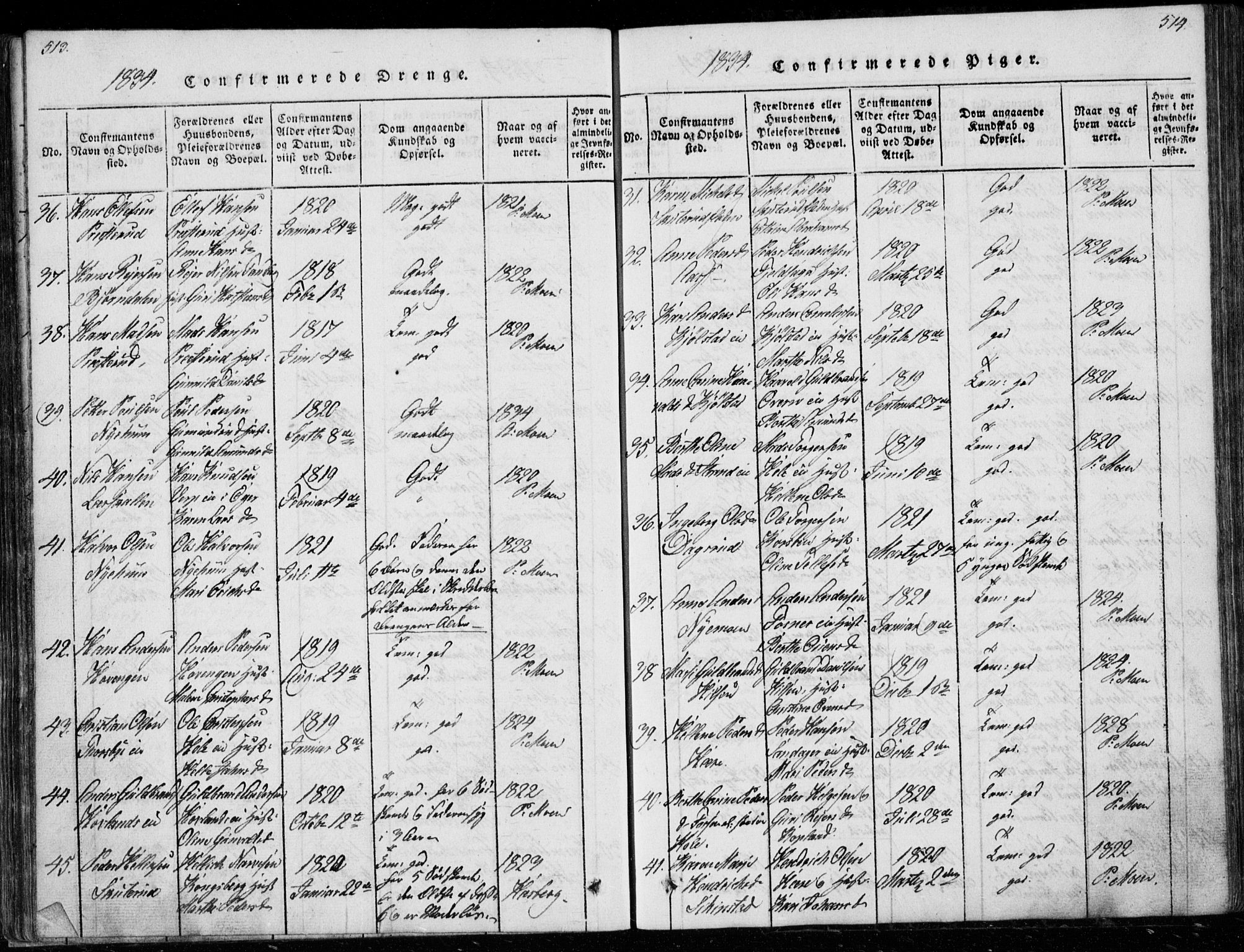 Modum kirkebøker, AV/SAKO-A-234/G/Ga/L0003: Parish register (copy) no. I 3, 1832-1842, p. 513-514