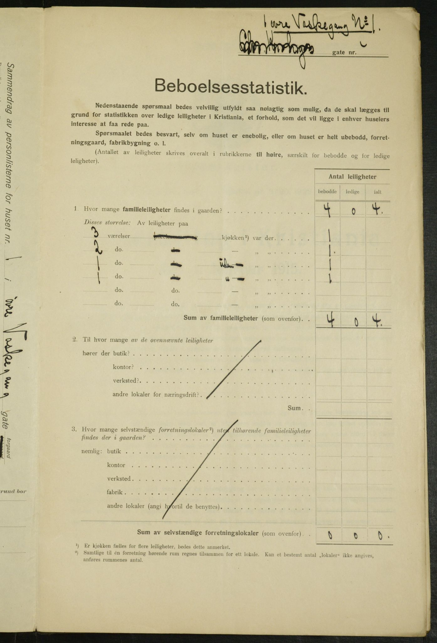 OBA, Municipal Census 1915 for Kristiania, 1915, p. 130607