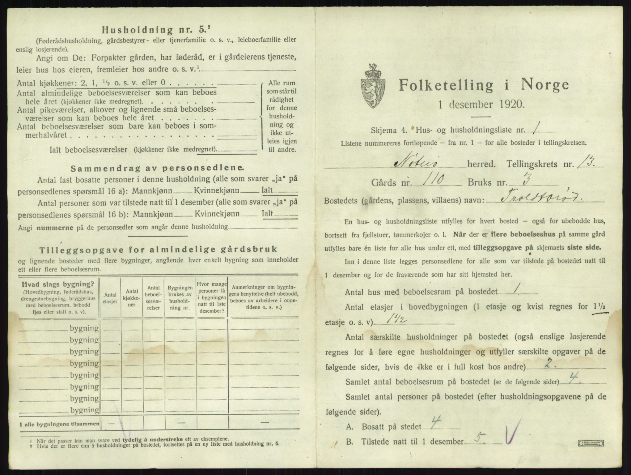 SAKO, 1920 census for Nøtterøy, 1920, p. 2558