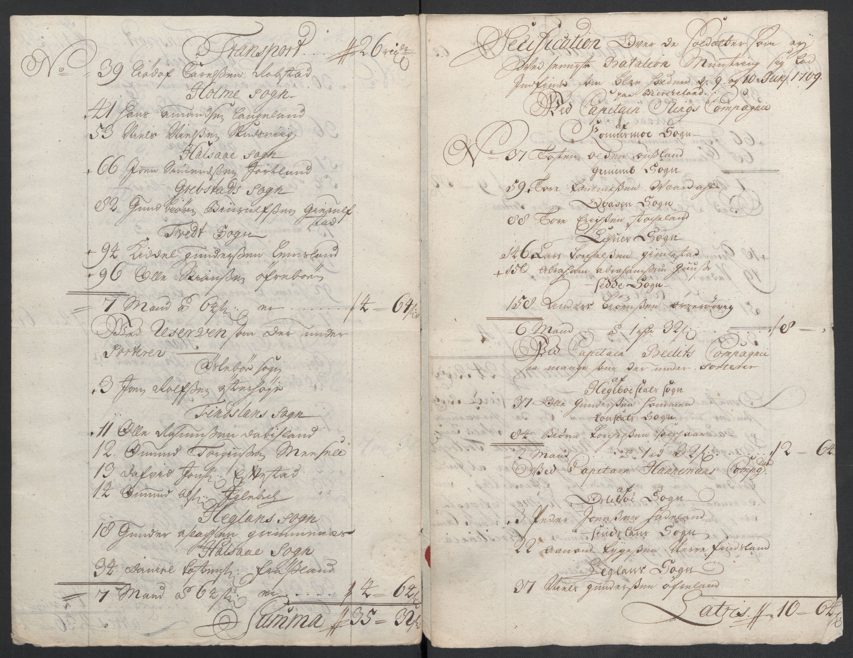 Rentekammeret inntil 1814, Reviderte regnskaper, Fogderegnskap, RA/EA-4092/R43/L2552: Fogderegnskap Lista og Mandal, 1705-1709, p. 252
