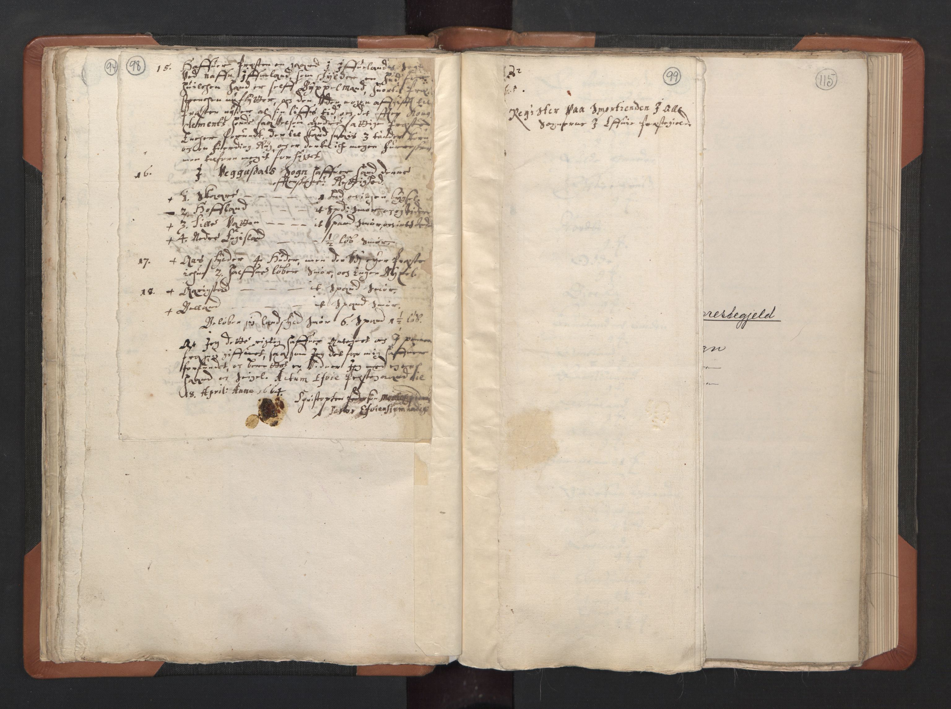 RA, Vicar's Census 1664-1666, no. 14: Råbyggelag deanery, 1664-1666, p. 98-99