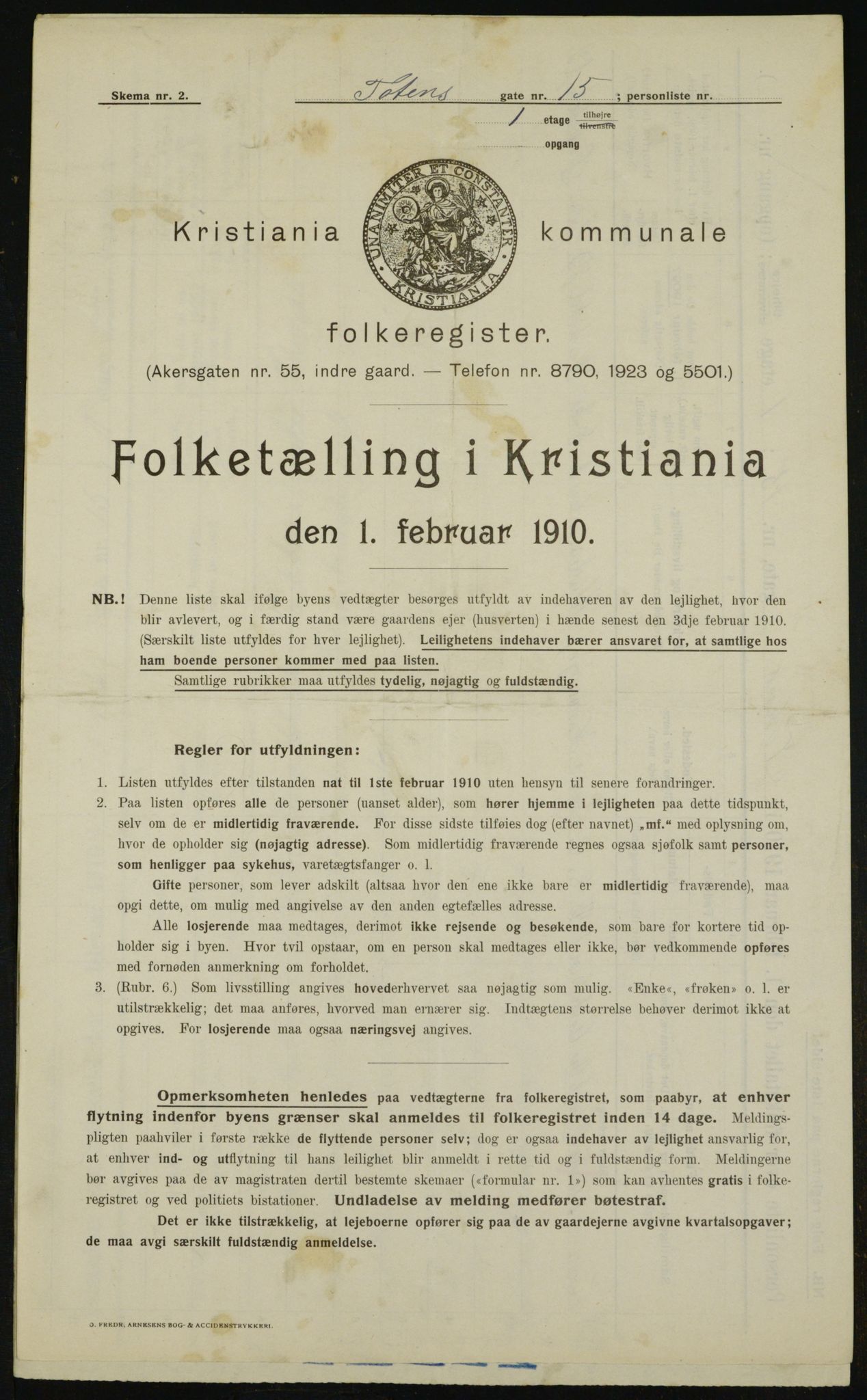 OBA, Municipal Census 1910 for Kristiania, 1910, p. 109685