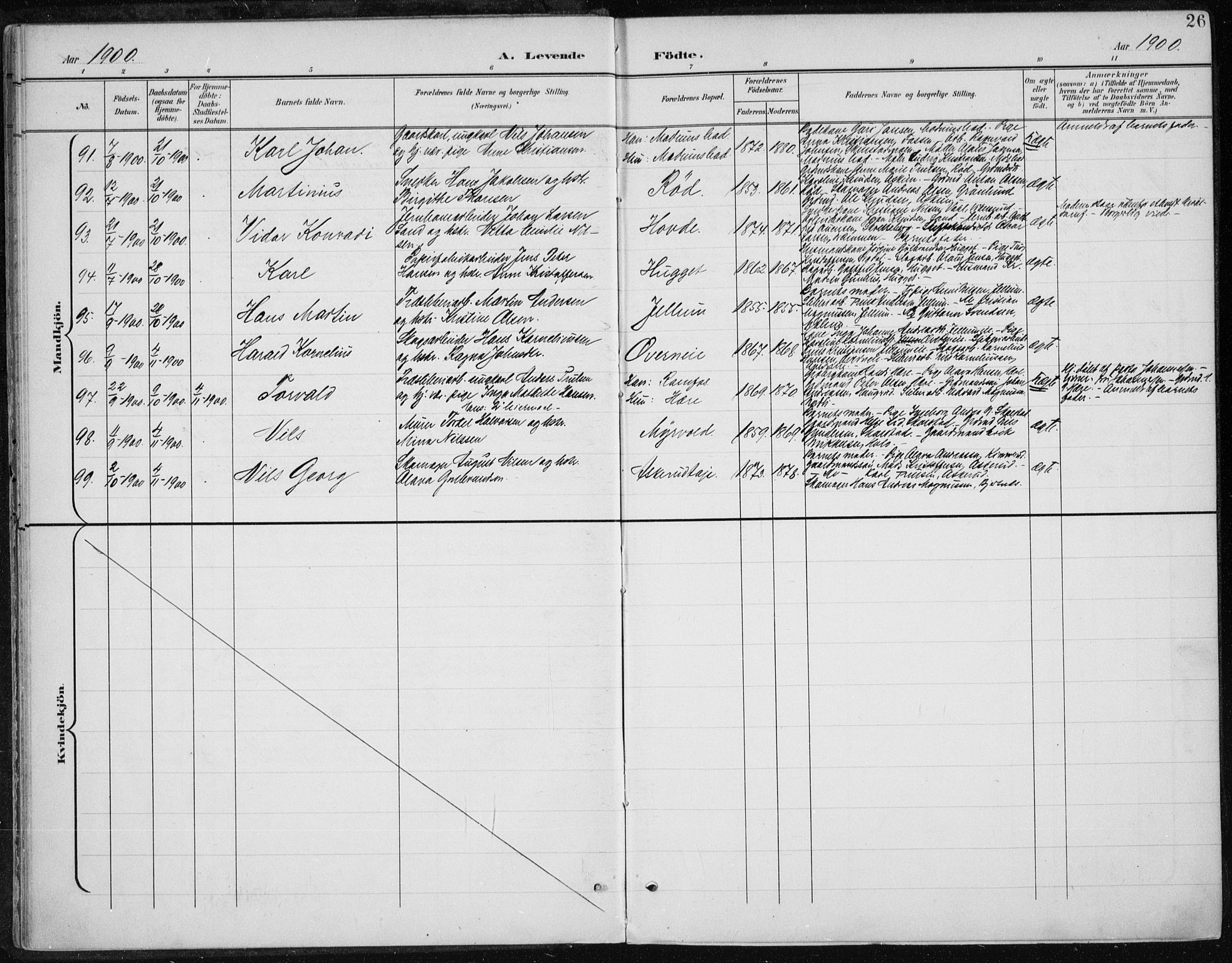 Modum kirkebøker, AV/SAKO-A-234/F/Fa/L0013: Parish register (official) no. 13, 1899-1907, p. 26