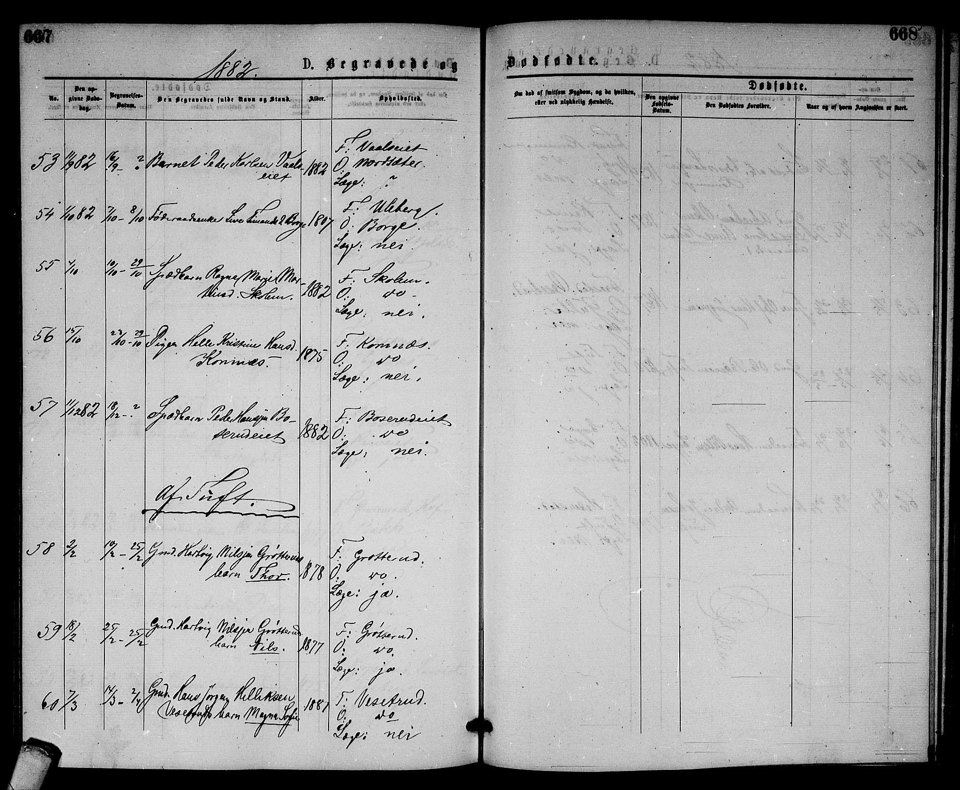 Sandsvær kirkebøker, AV/SAKO-A-244/G/Gb/L0001: Parish register (copy) no. II 1, 1874-1885, p. 667-668