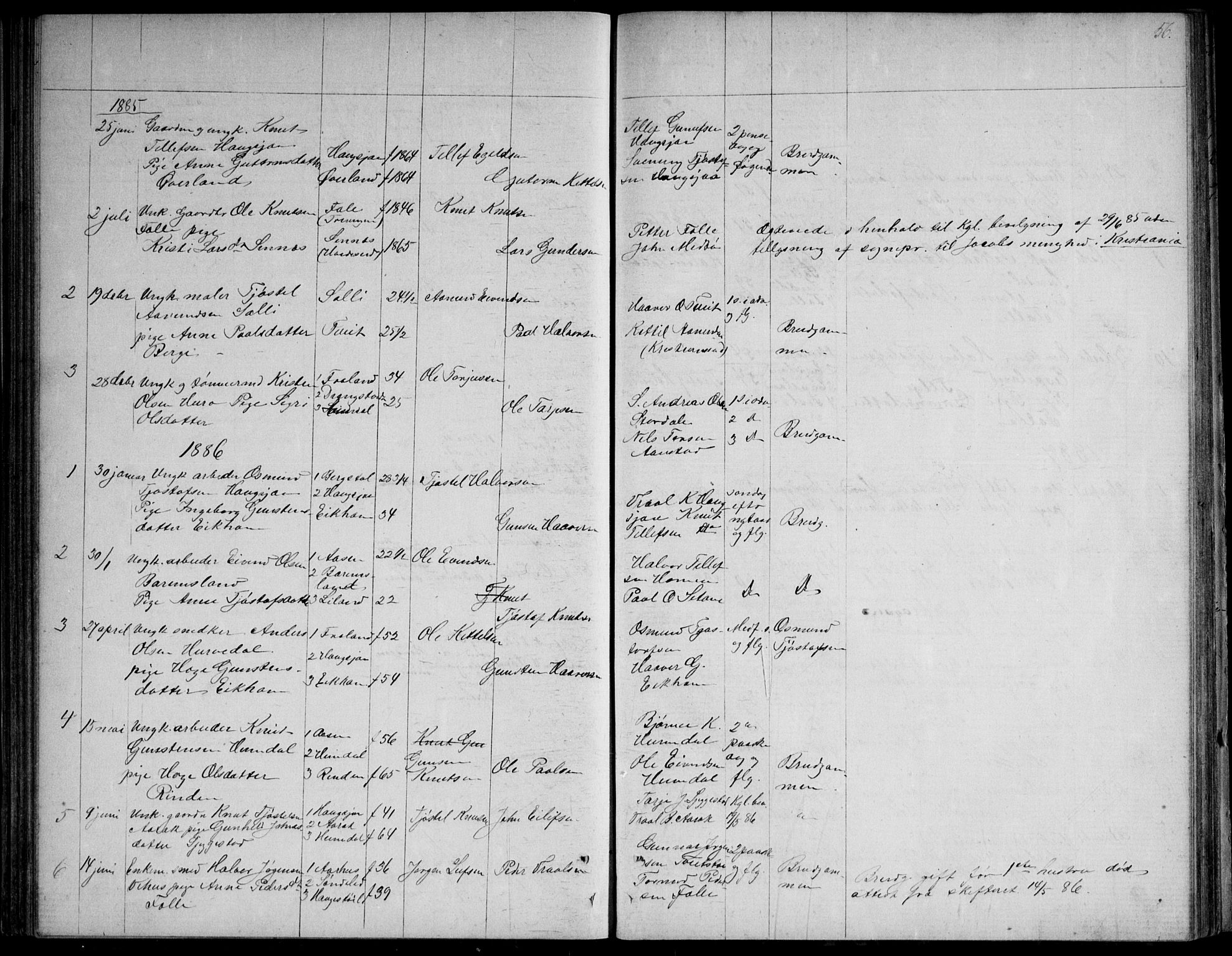 Nissedal kirkebøker, SAKO/A-288/G/Gb/L0002: Parish register (copy) no. II 2, 1863-1892, p. 56