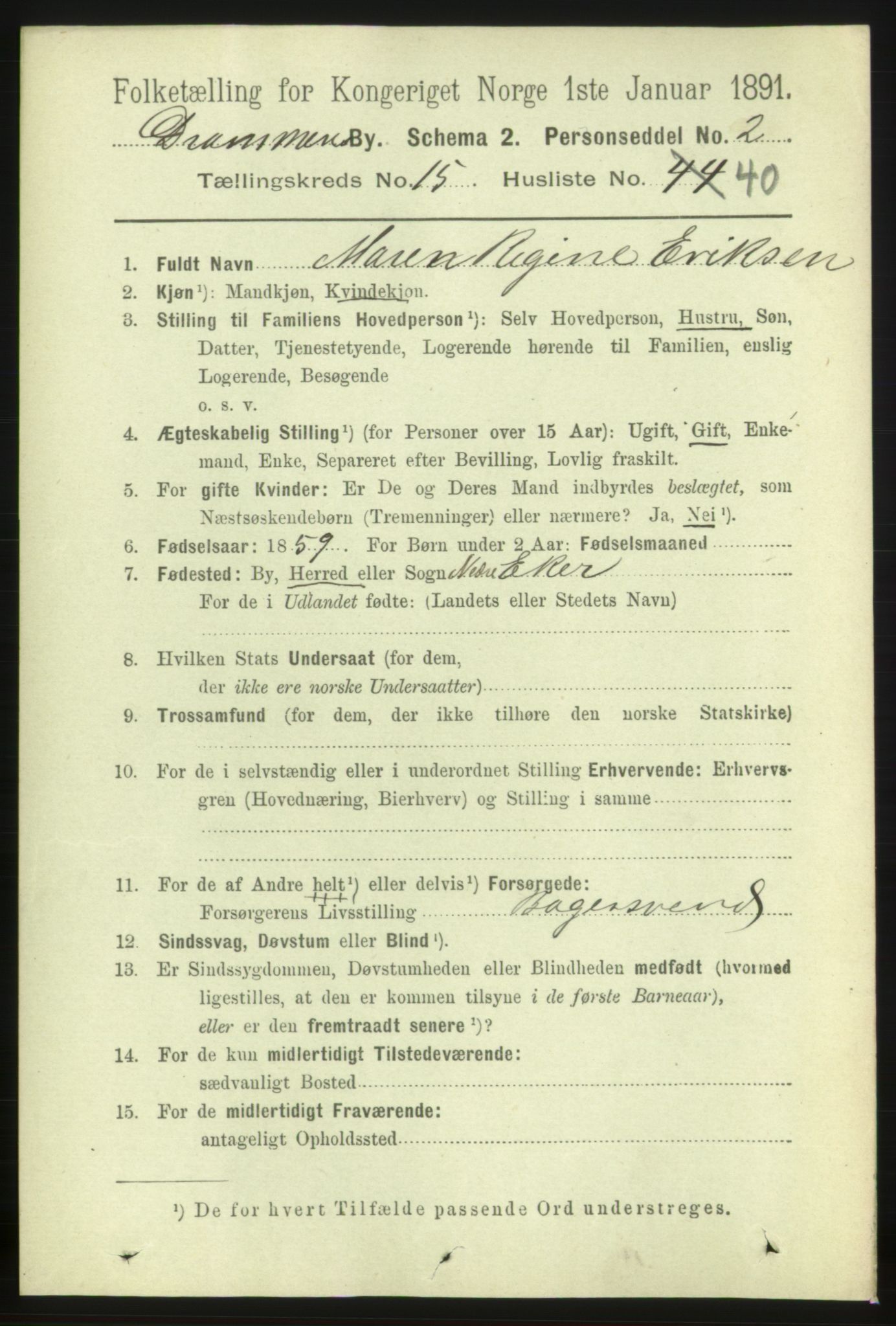 RA, 1891 census for 0602 Drammen, 1891, p. 10947