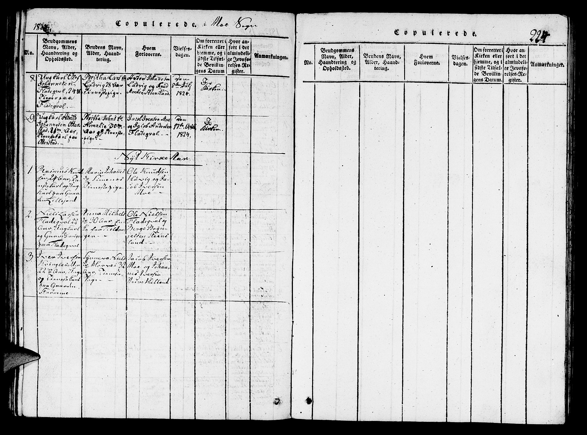 Hosanger sokneprestembete, AV/SAB-A-75801/H/Hab: Parish register (copy) no. A 1 /3, 1816-1825, p. 224