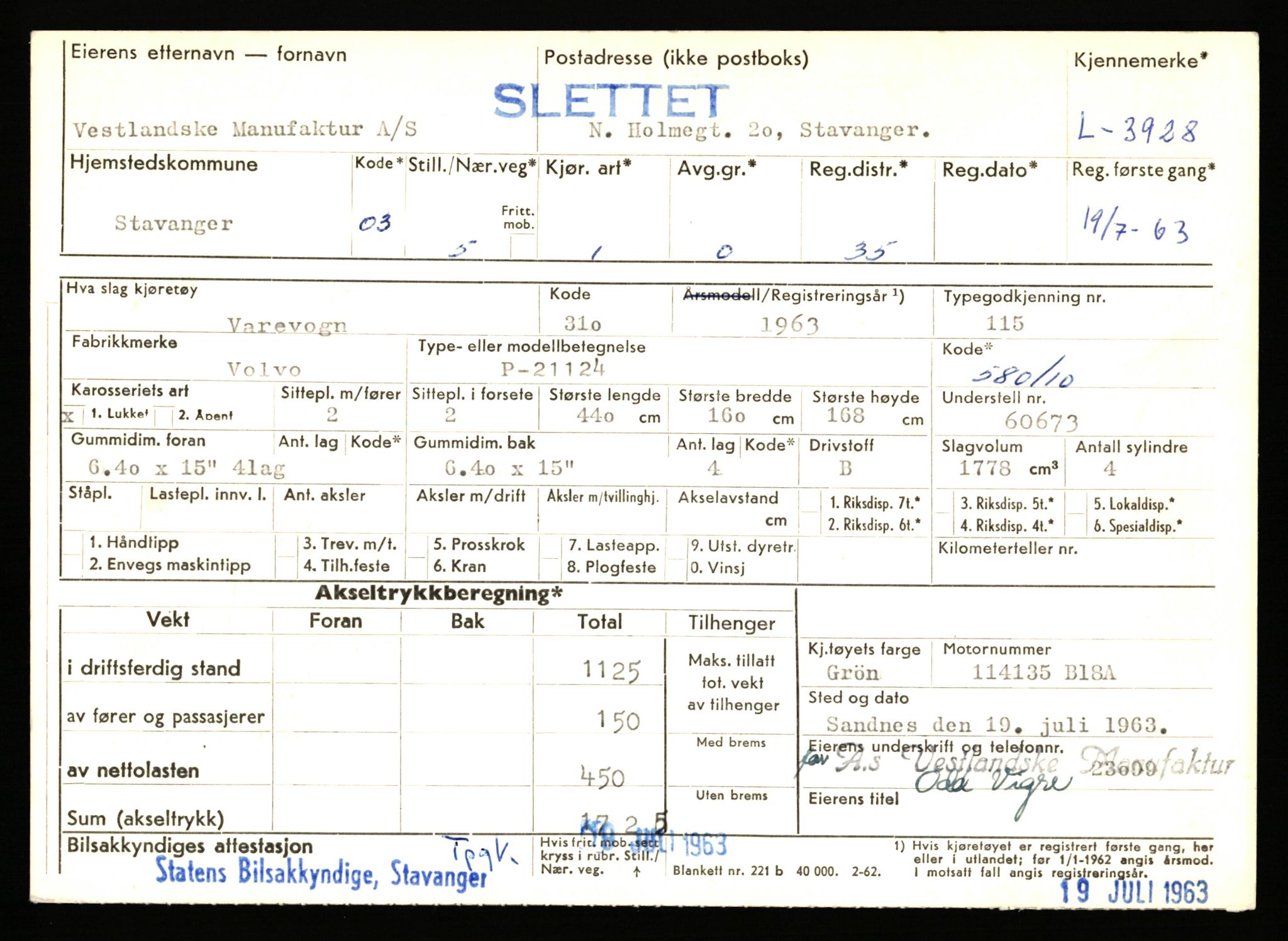 Stavanger trafikkstasjon, AV/SAST-A-101942/0/F/L0011: L-3700 - L-4199, 1930-1971, p. 1307