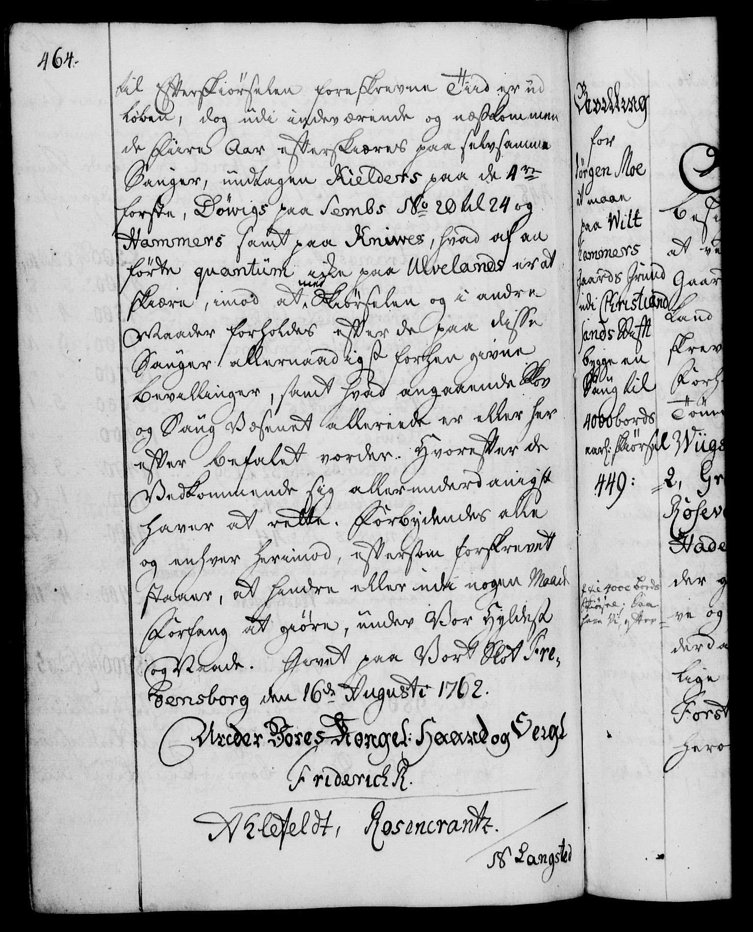 Rentekammeret, Kammerkanselliet, AV/RA-EA-3111/G/Gg/Gga/L0007: Norsk ekspedisjonsprotokoll med register (merket RK 53.7), 1759-1768, p. 464