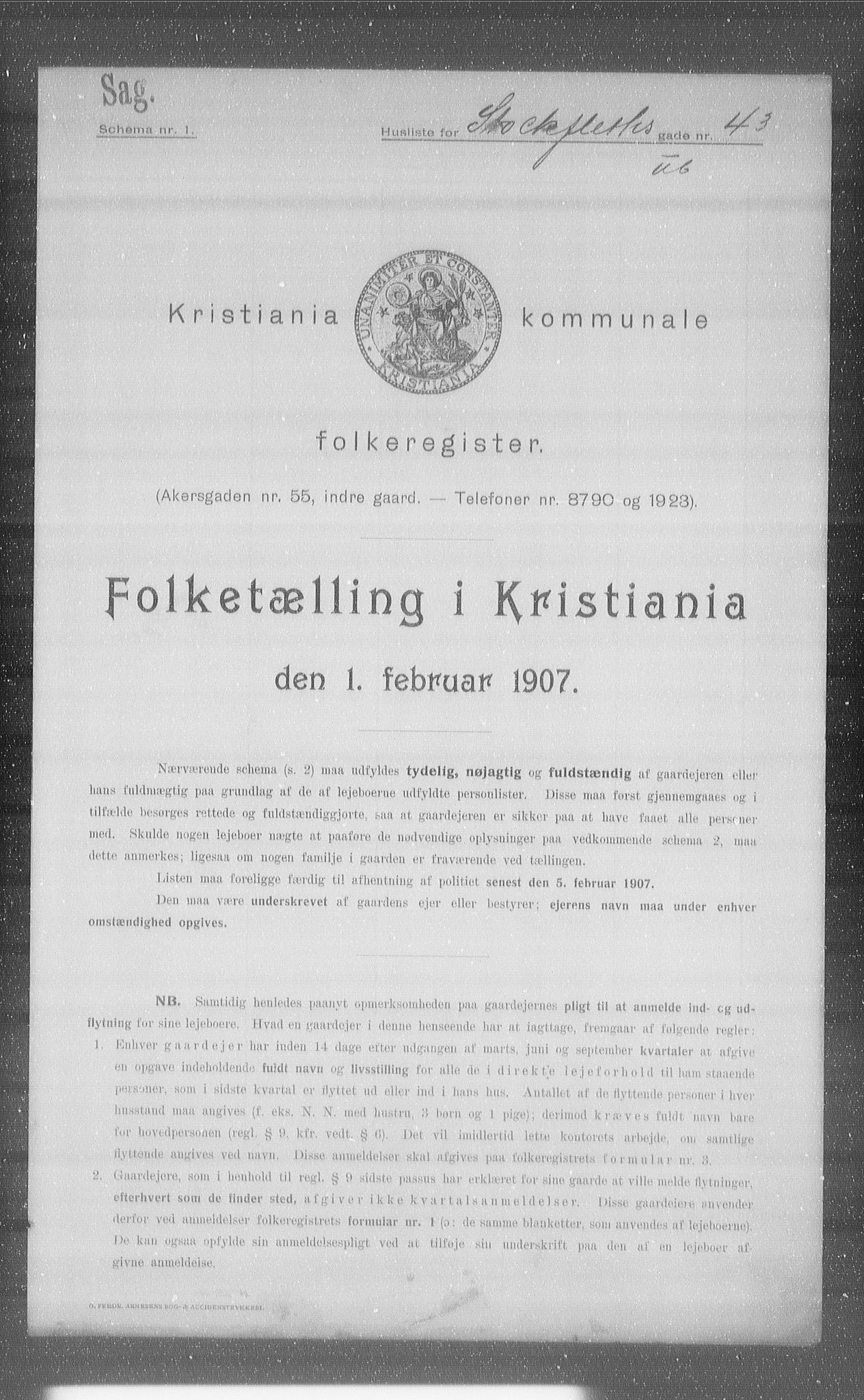 OBA, Municipal Census 1907 for Kristiania, 1907, p. 52068