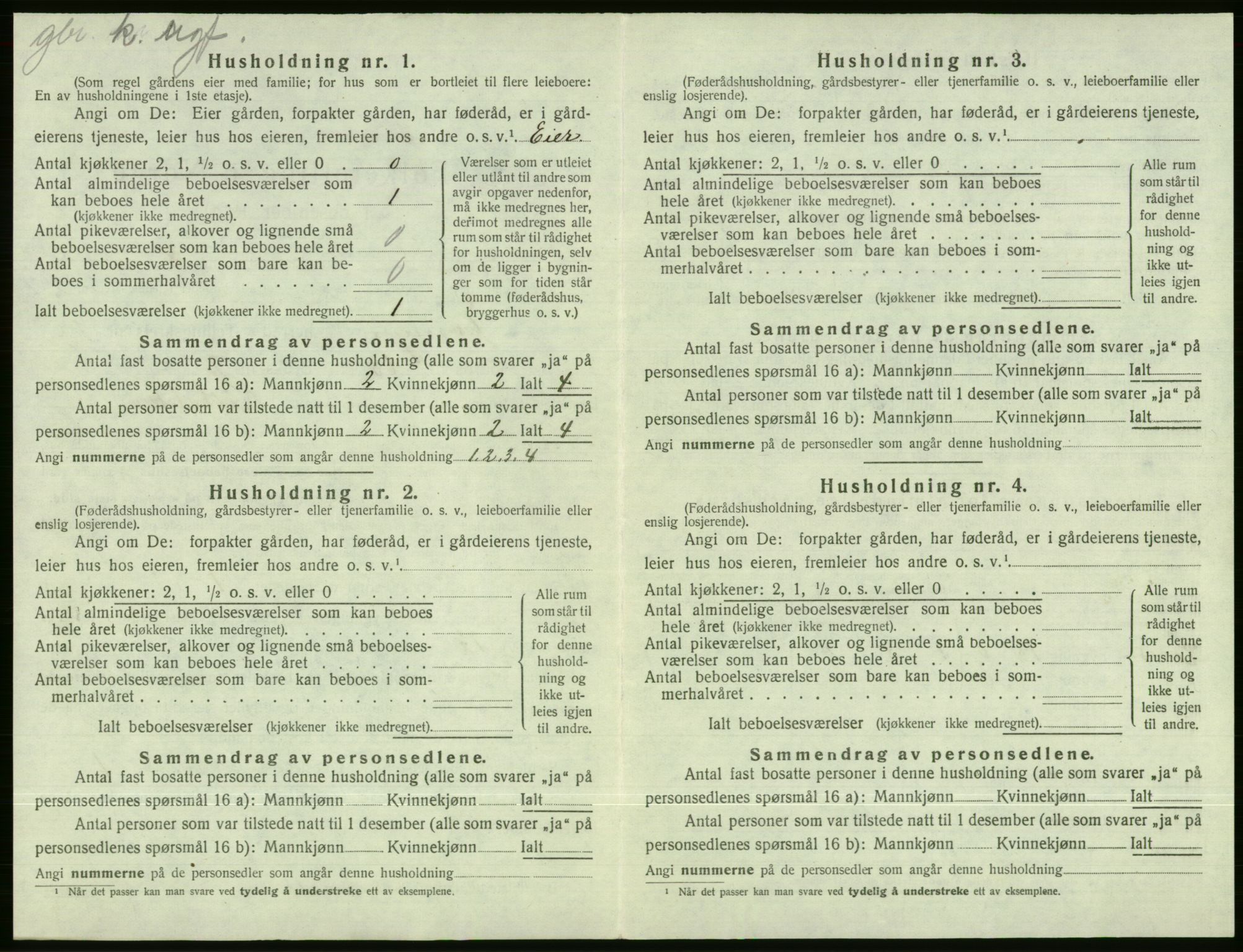 SAB, 1920 census for Evanger, 1920, p. 650