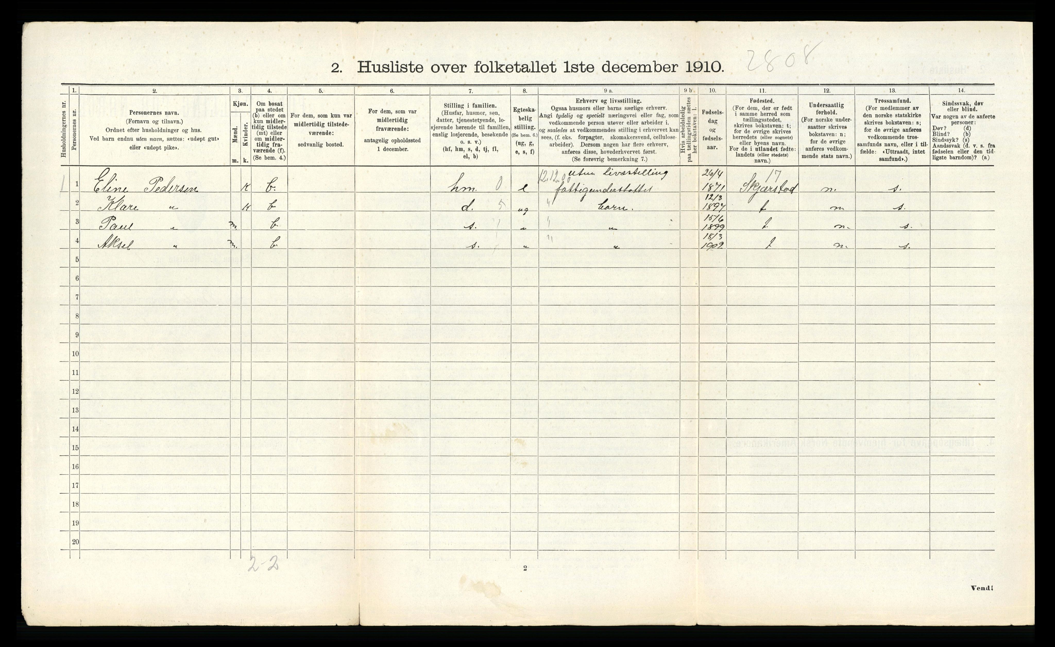 RA, 1910 census for Bodin, 1910, p. 1140