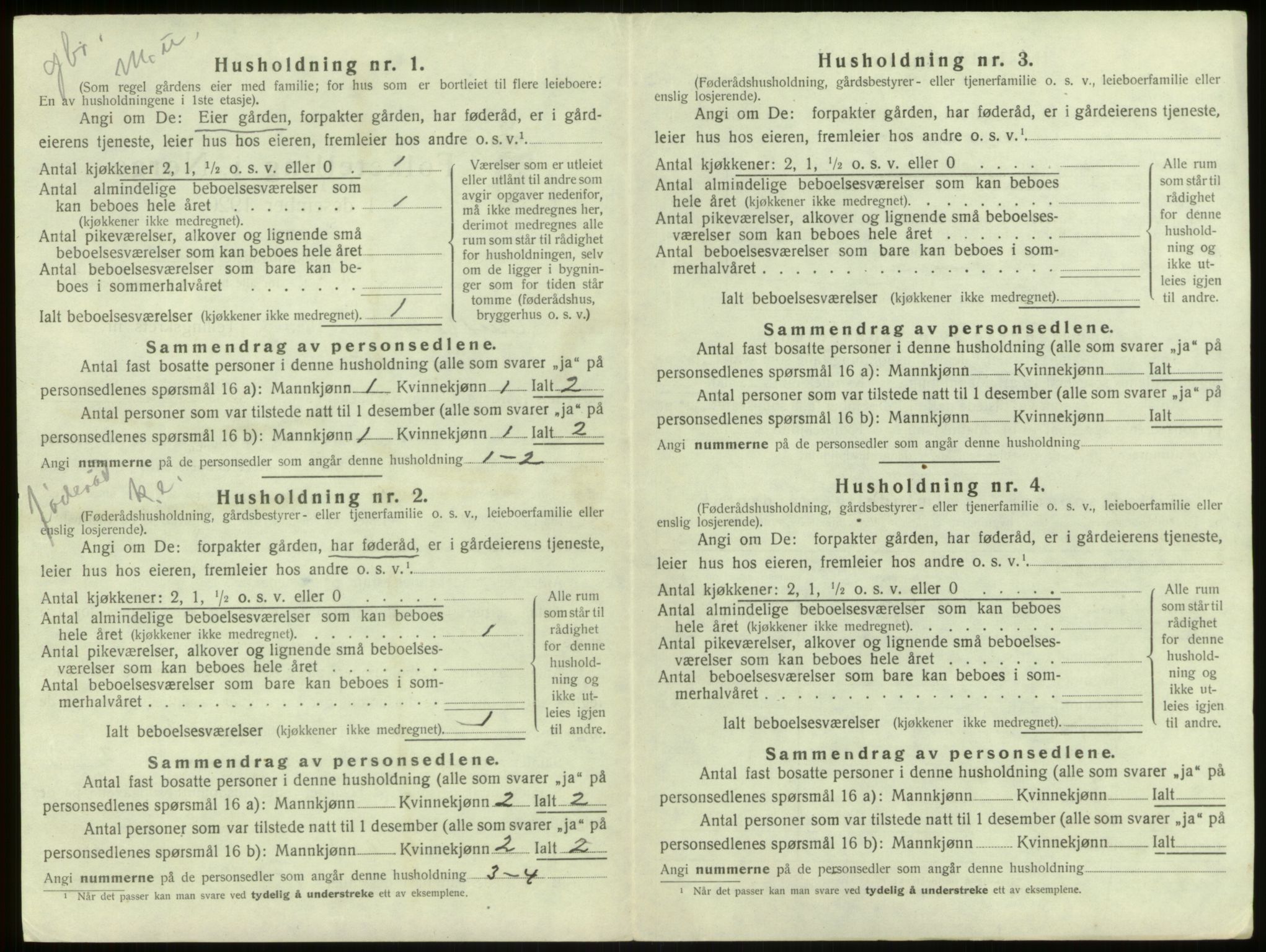 SAB, 1920 census for Aurland, 1920, p. 327