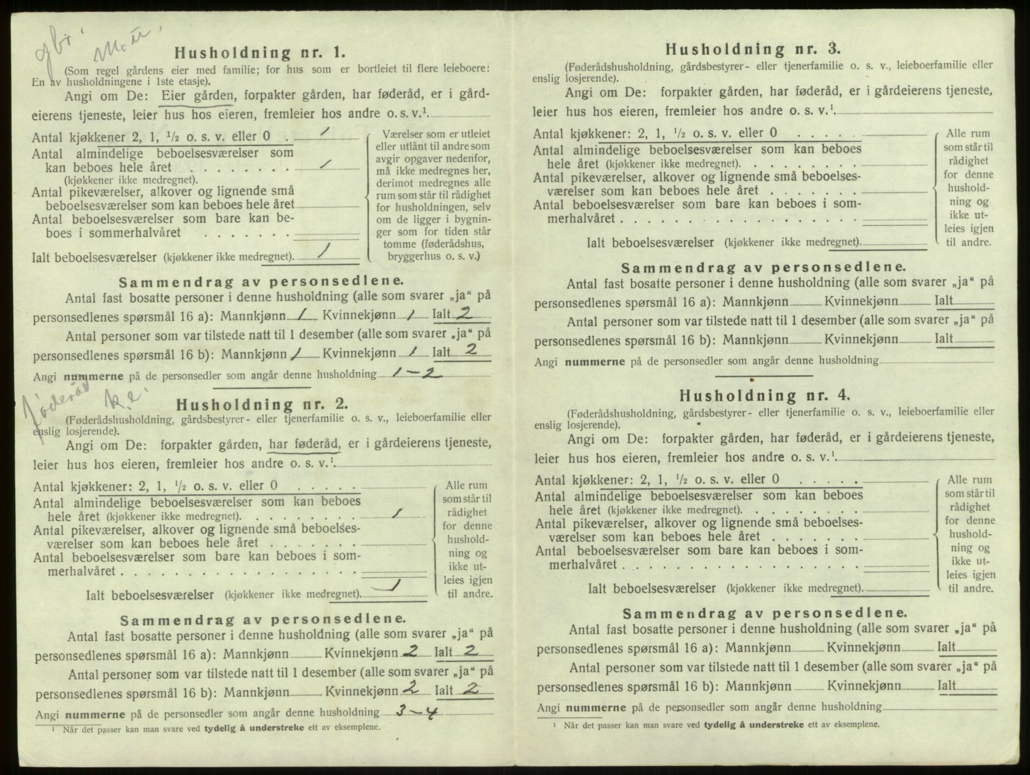 SAB, 1920 census for Aurland, 1920, p. 327