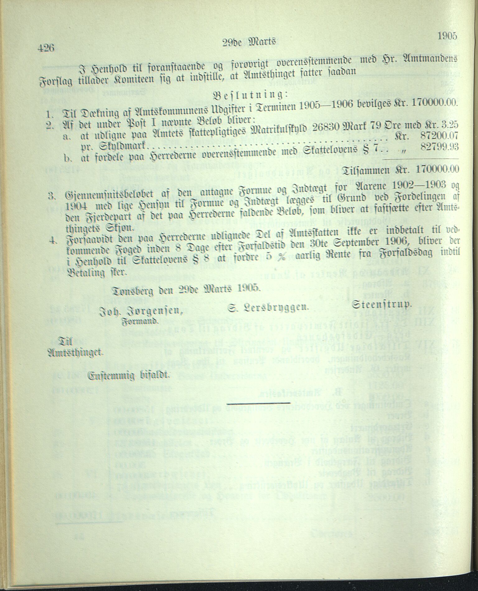 Vestfold fylkeskommune. Fylkestinget, VEMU/A-1315/A/Ab/Abb/L0052: Fylkestingsforhandlinger, 1905, p. 426