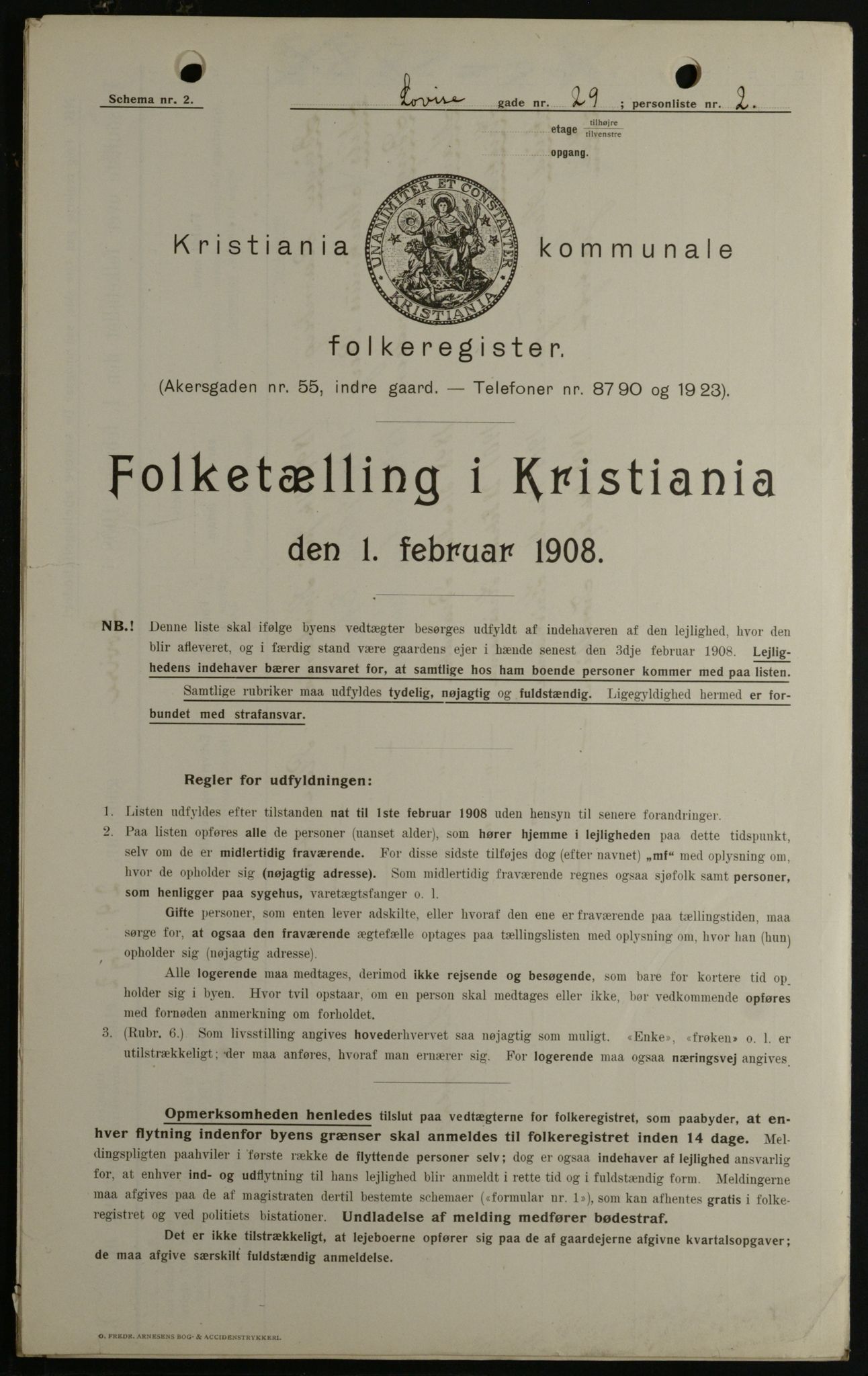 OBA, Municipal Census 1908 for Kristiania, 1908, p. 52313