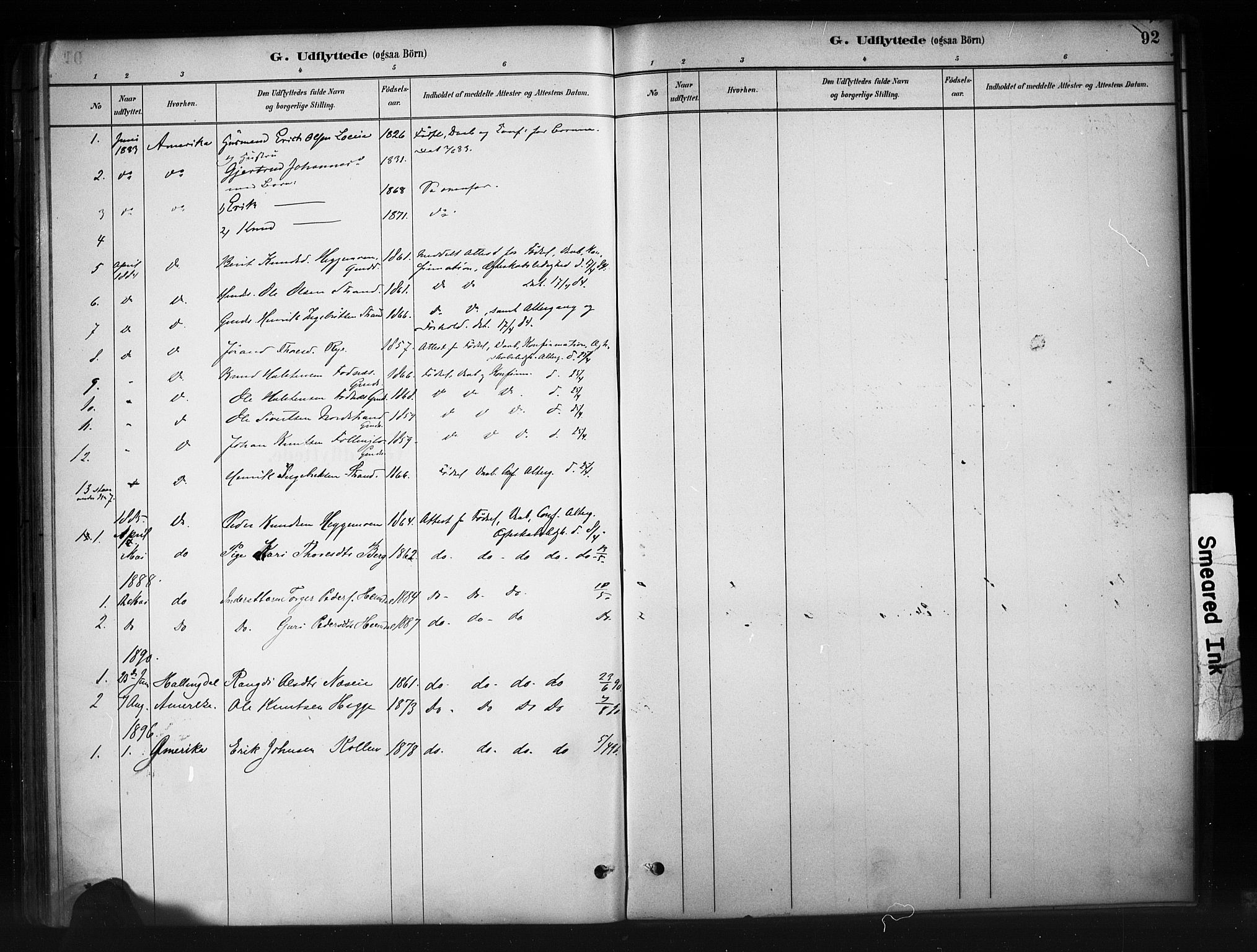 Nord-Aurdal prestekontor, SAH/PREST-132/H/Ha/Haa/L0010: Parish register (official) no. 10, 1883-1896, p. 92