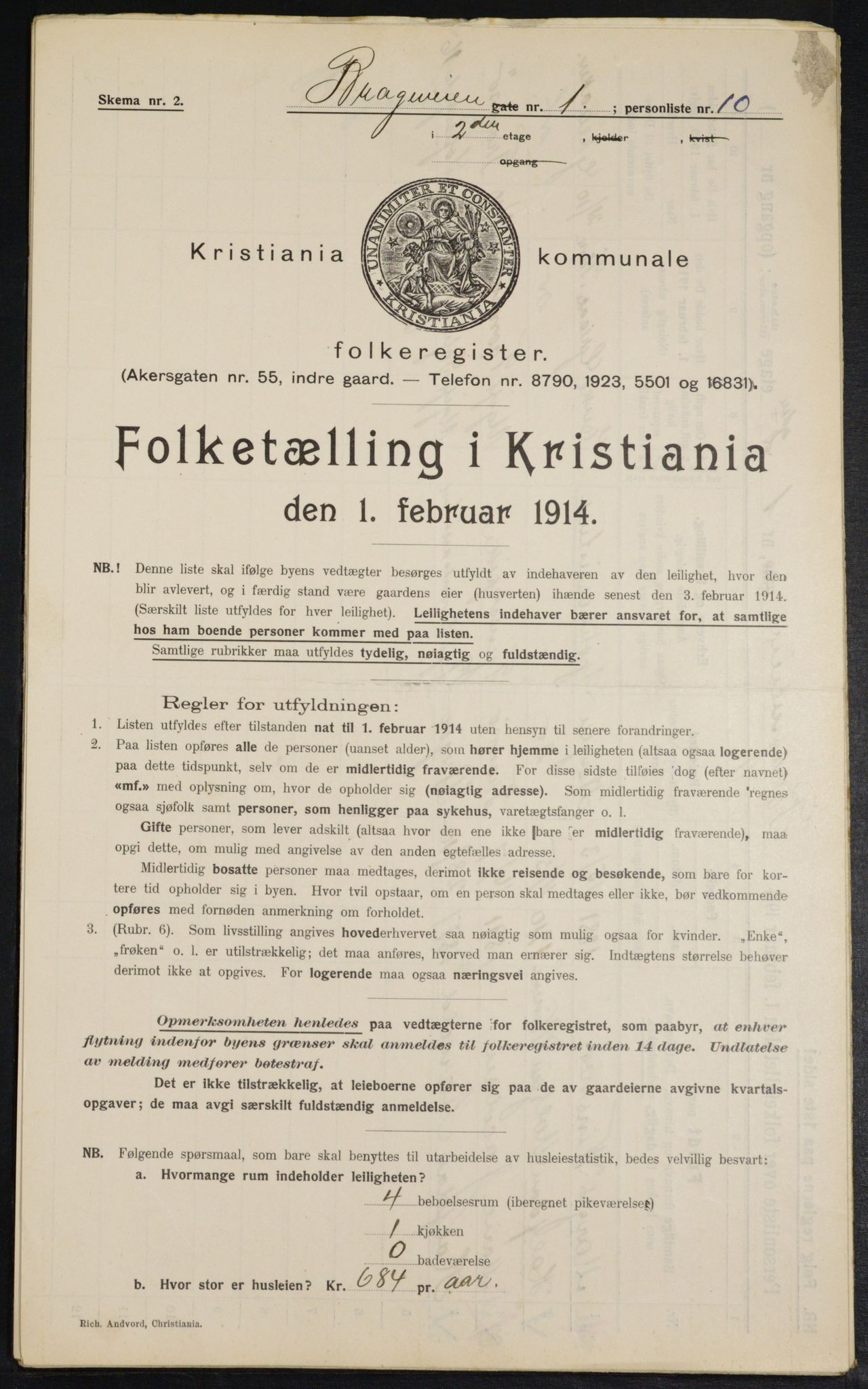 OBA, Municipal Census 1914 for Kristiania, 1914, p. 8056