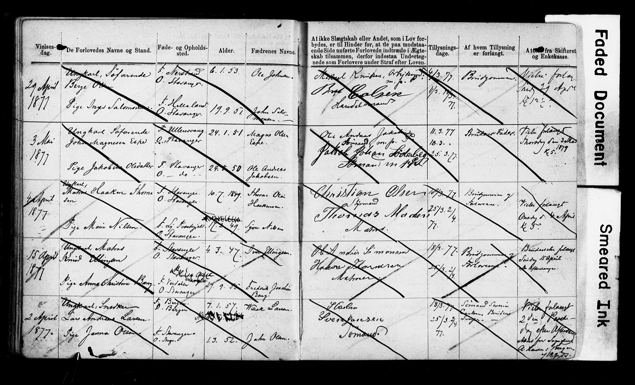 Domkirken sokneprestkontor, AV/SAST-A-101812/001/70/705BA/L0002: Banns register no. 2, 1875-1892