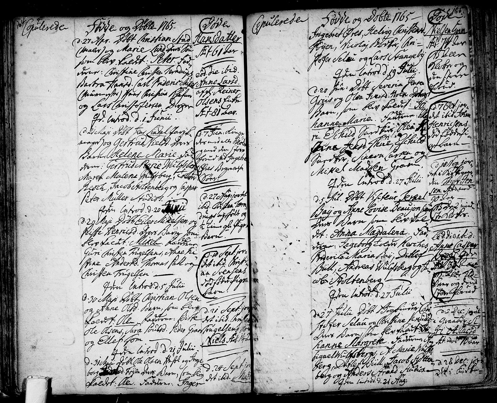 Tønsberg kirkebøker, AV/SAKO-A-330/F/Fb/L0001: Parish register (official) no. II 1, 1690-1796, p. 164-165