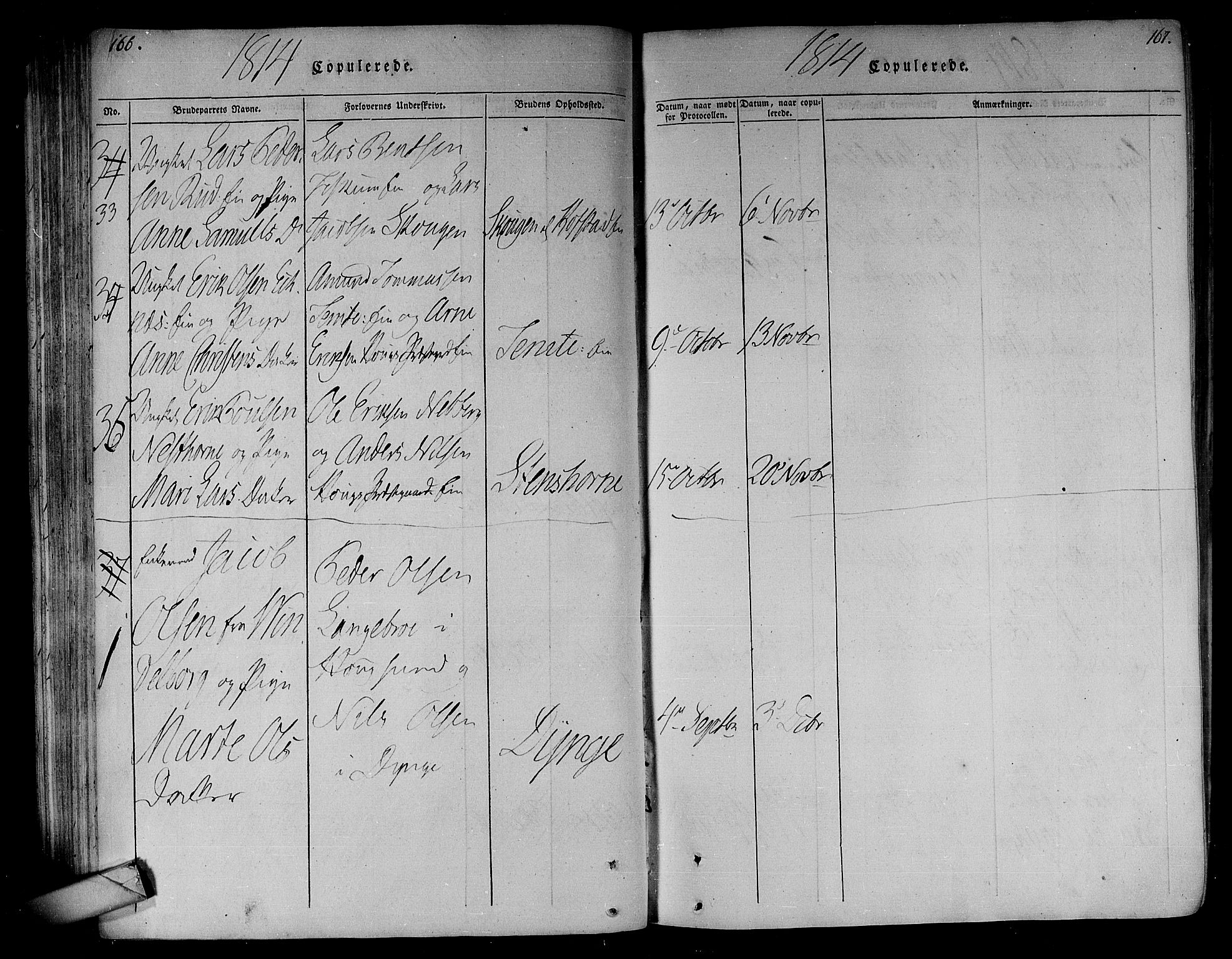 Eiker kirkebøker, SAKO/A-4/F/Fa/L0010: Parish register (official) no. I 10, 1806-1815, p. 166-167