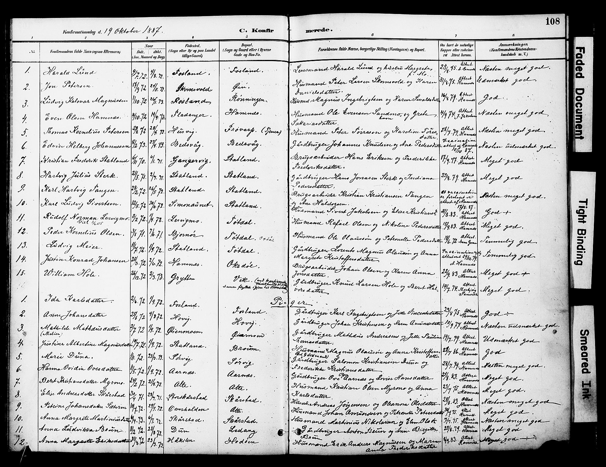 Ministerialprotokoller, klokkerbøker og fødselsregistre - Nord-Trøndelag, SAT/A-1458/774/L0628: Parish register (official) no. 774A02, 1887-1903, p. 108